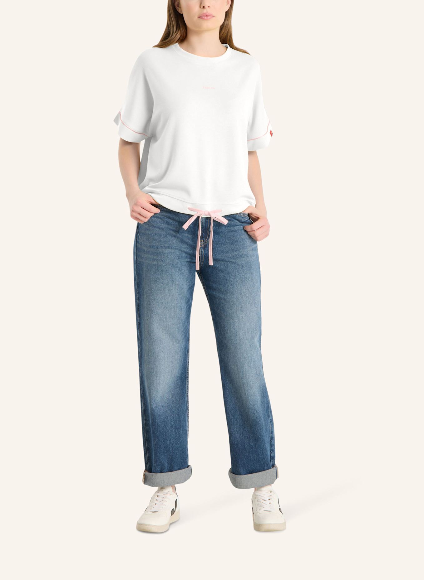 FRIEDA & FREDDIES Sweat-Shirt: BEIGE/ HELLBLAU