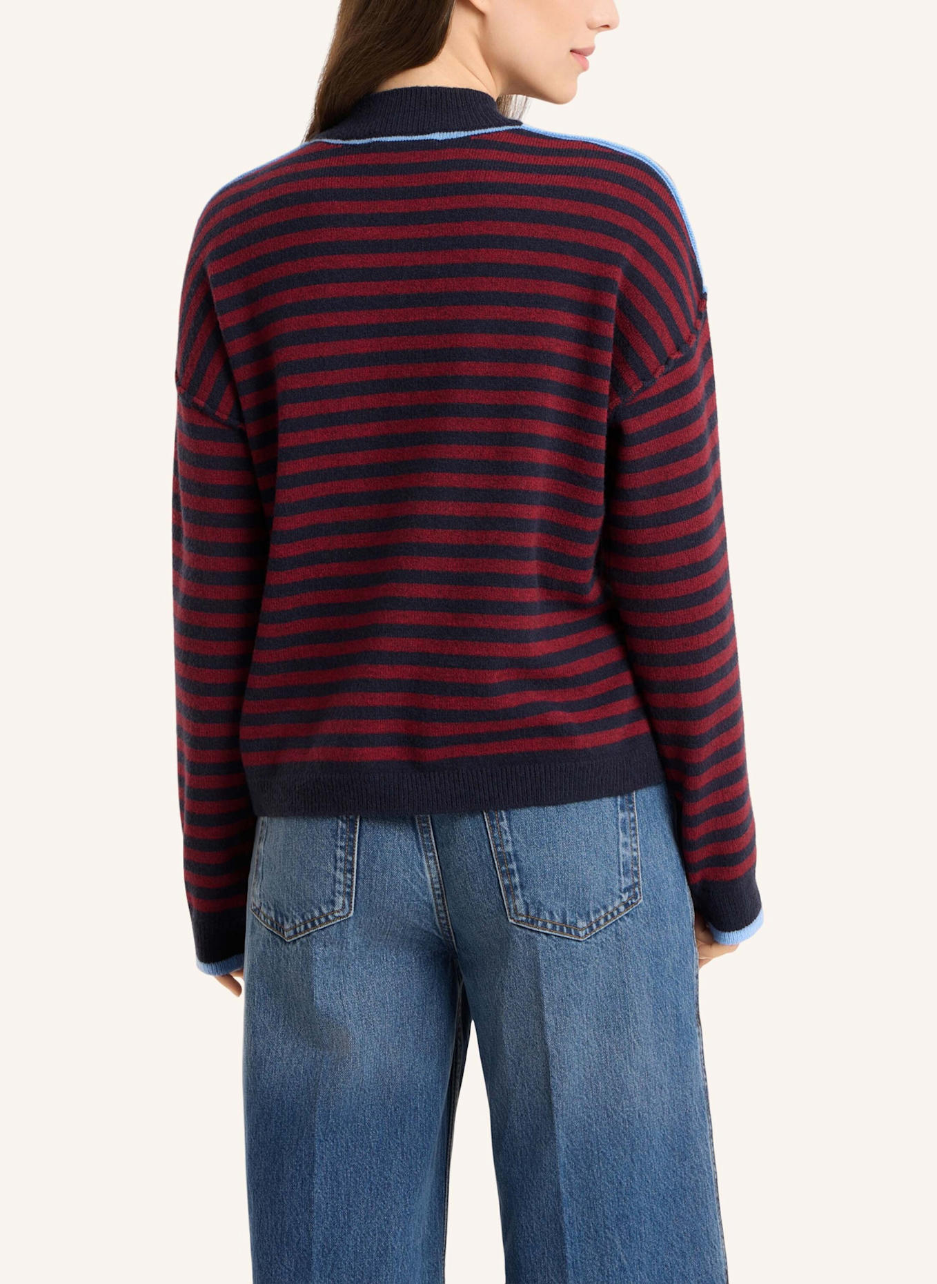 FRIEDA & FREDDIES Streifenpullover mit Stehkragen: DUNKELBLAU