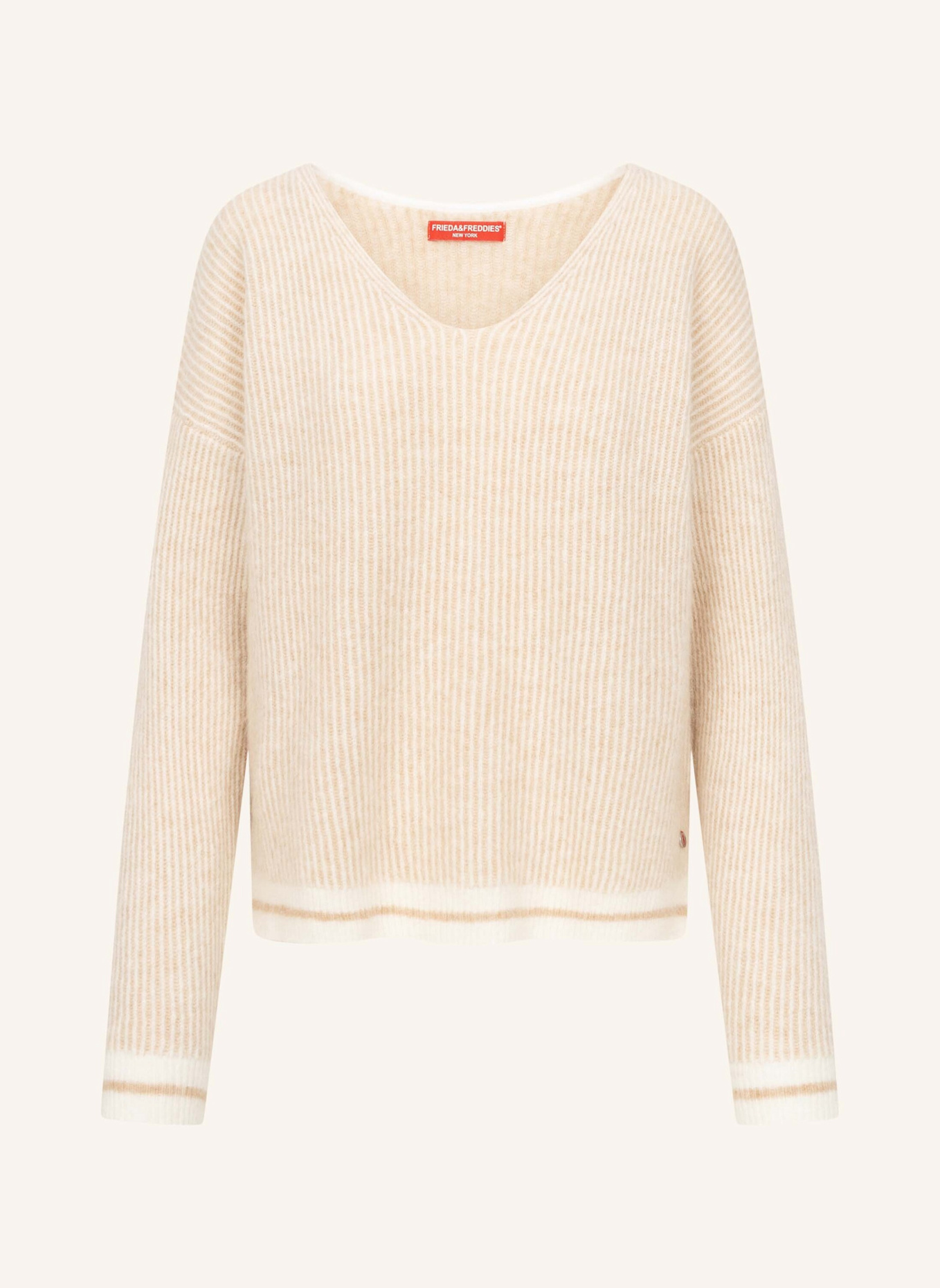 FRIEDA & FREDDIES Strickpullover mit V-Ausschnitt: BEIGE
