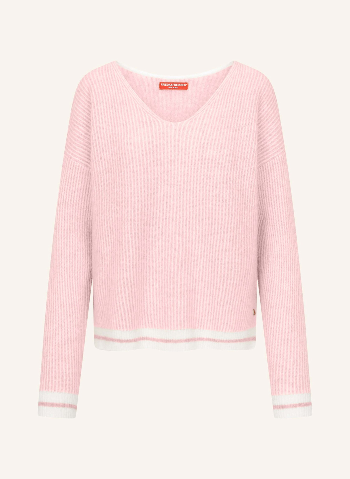 FRIEDA & FREDDIES Strickpullover mit V-Ausschnitt: BEIGE