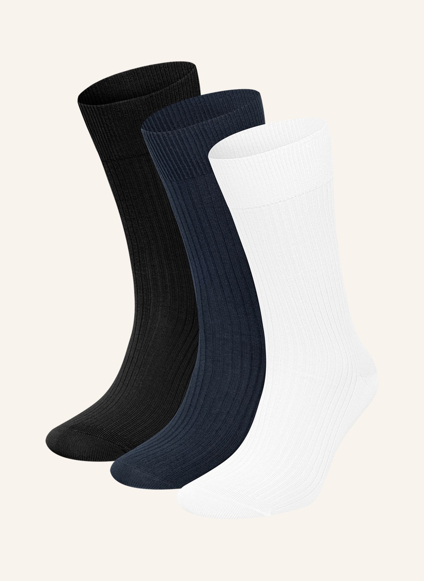 DillySocks 3er-Pack Socken PREMIUM RIBBED COLLECTION, Farbe: SCHWARZ/ WEISS/ ROT (Bild 1)