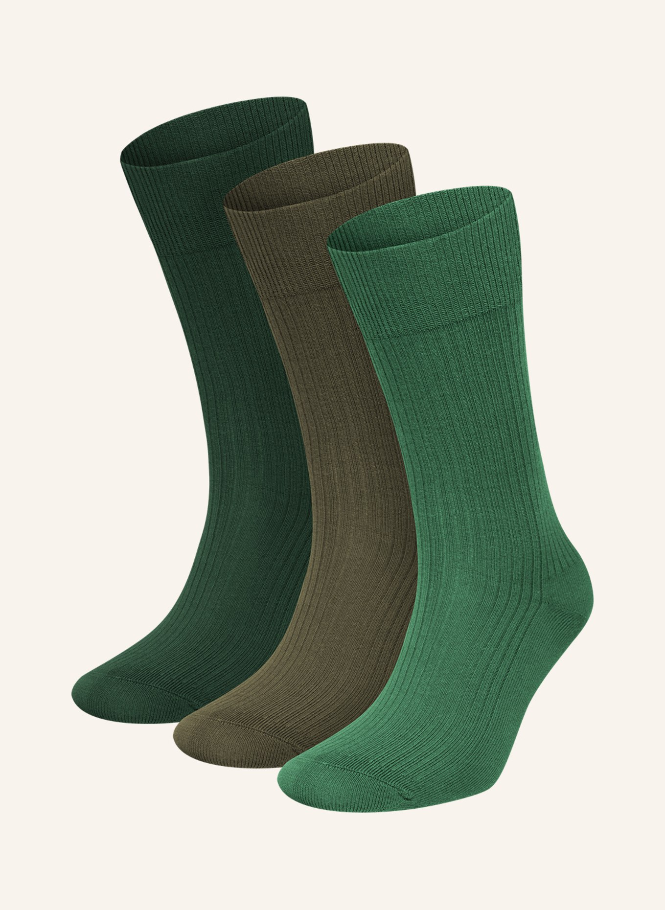 DillySocks 3er-Pack Socken PREMIUM RIBBED COLLECTION, Farbe: GRÜN (Bild 1)