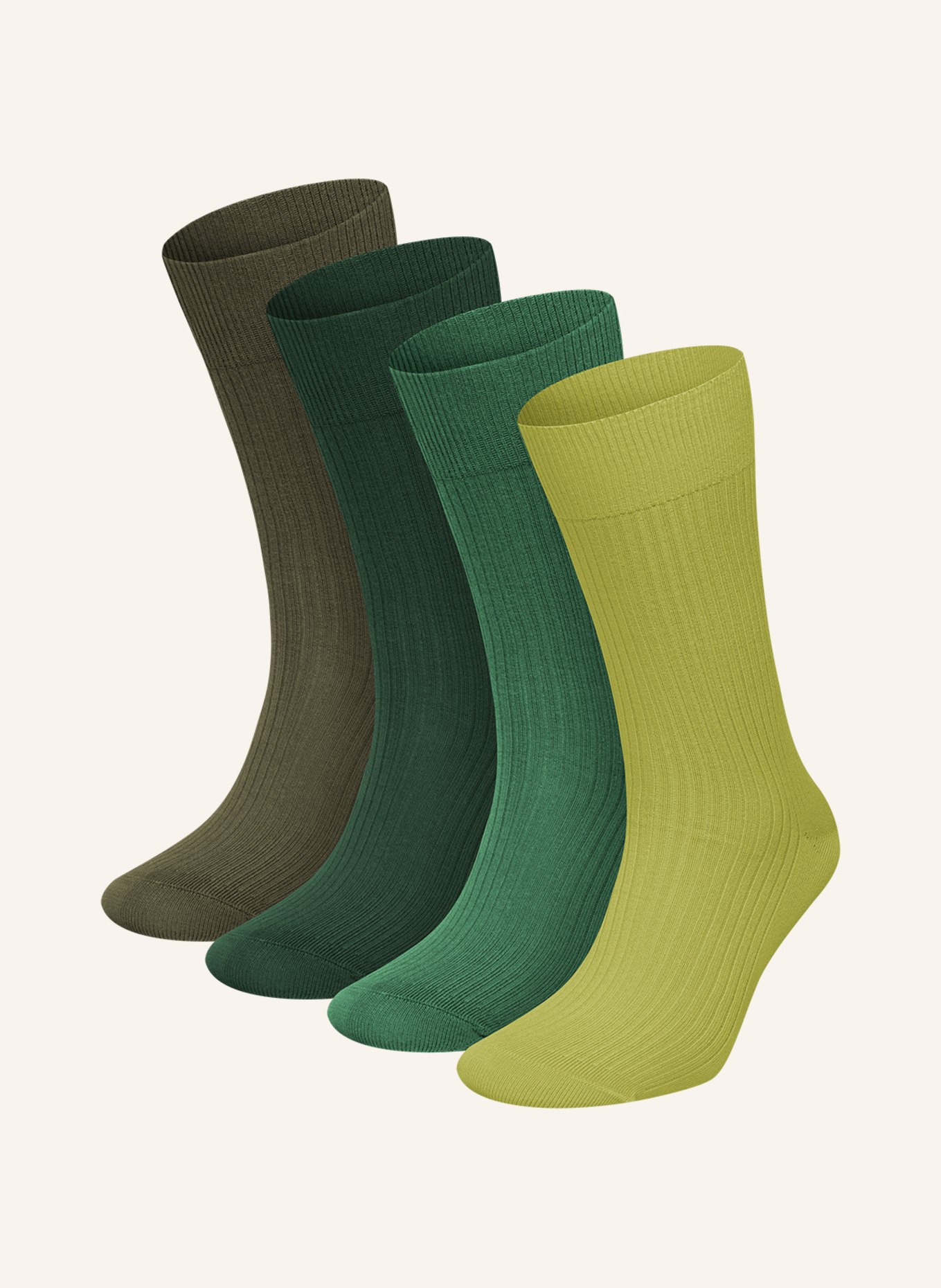 DillySocks 4er-Pack Socken PREMIUM RIBBED COLLECTION, Farbe: GRÜN (Bild 1)