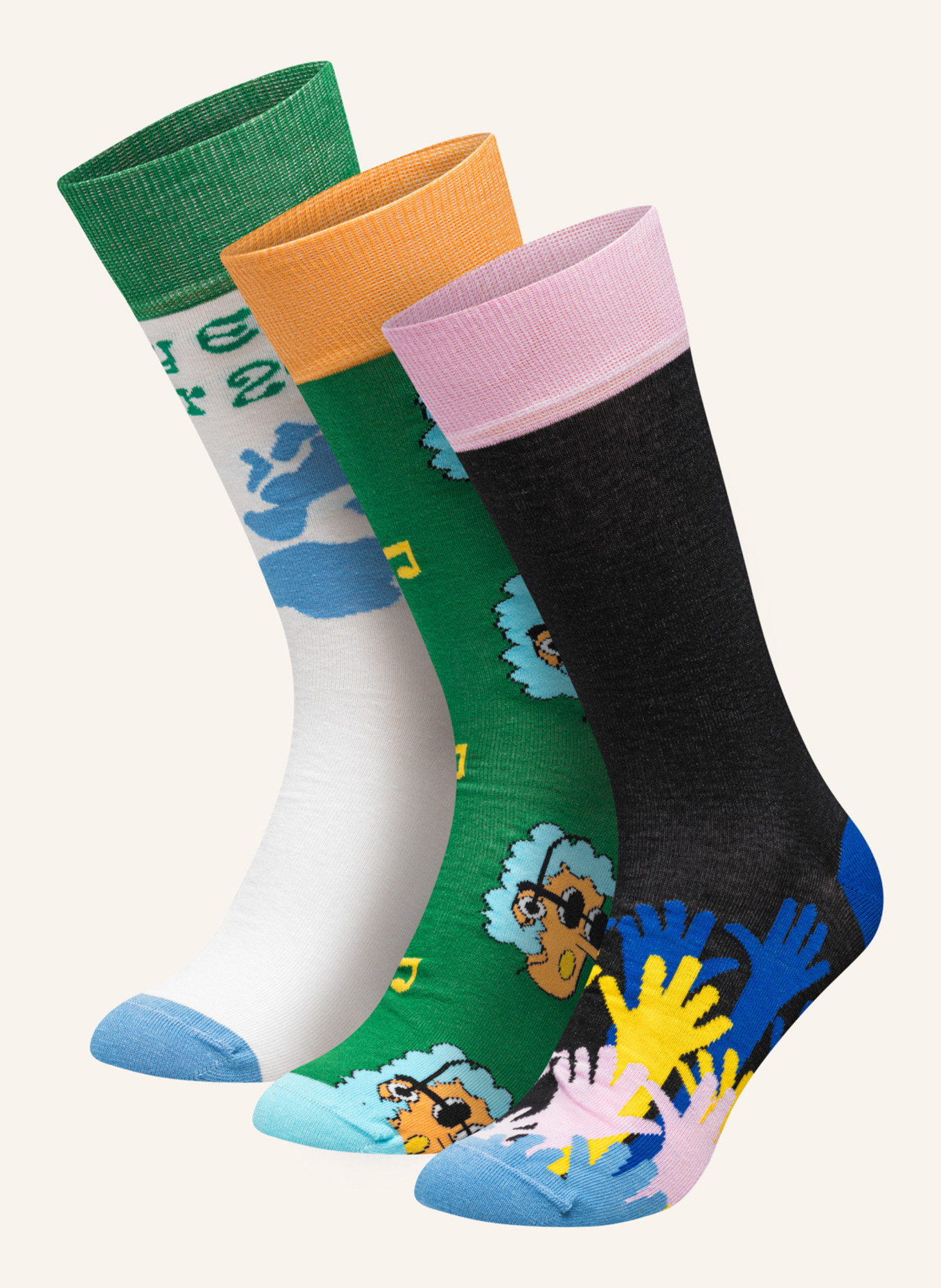 DillySocks 3er-Pack Socken FESTIVAL VIBES, Farbe: SCHWARZ/ WEISS/ ROT (Bild 1)