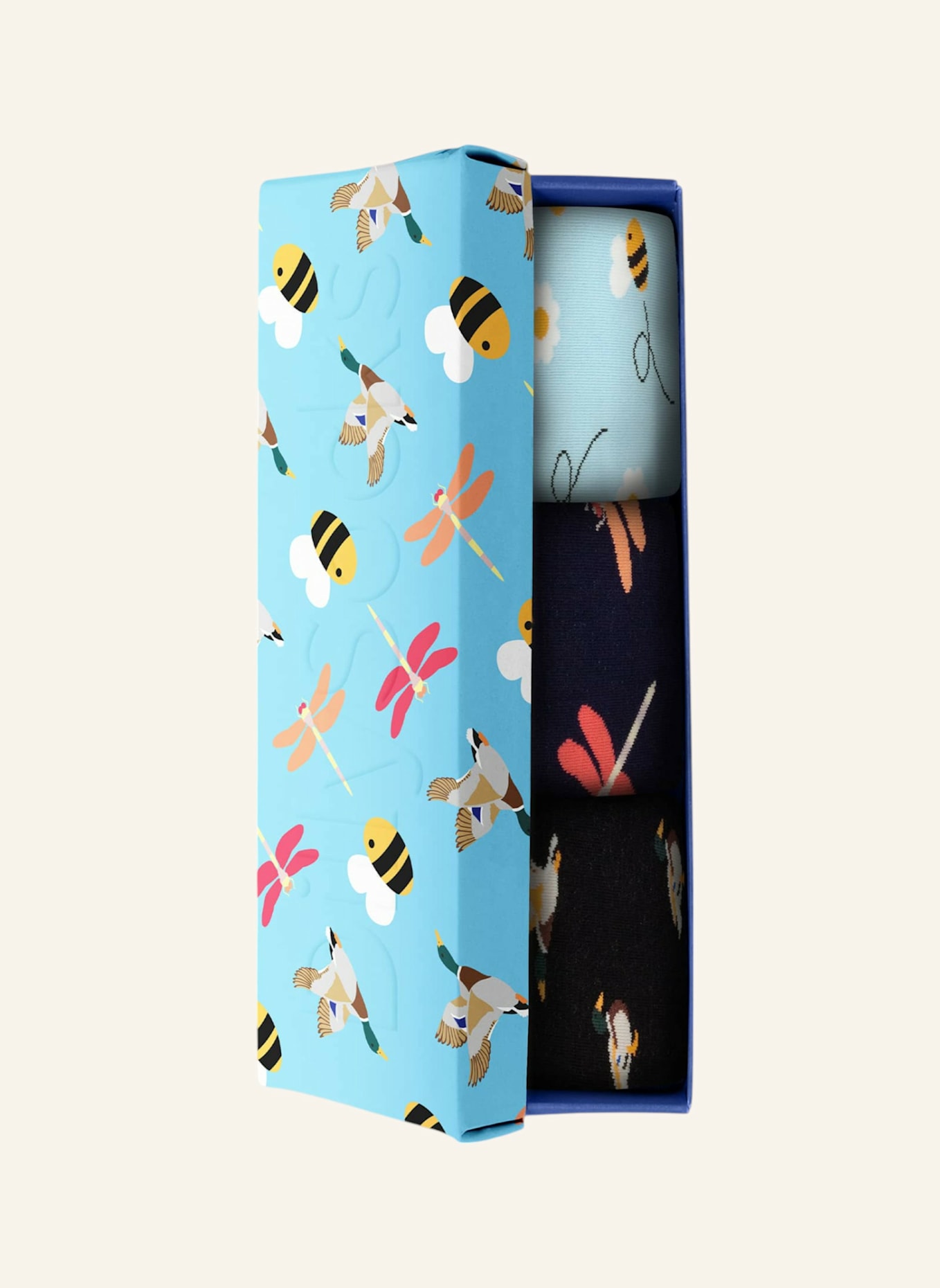 DillySocks Socken FLUTTER INTO SPRING MIT GESCHENKBOX: SCHWARZ/ WEISS/ ROT