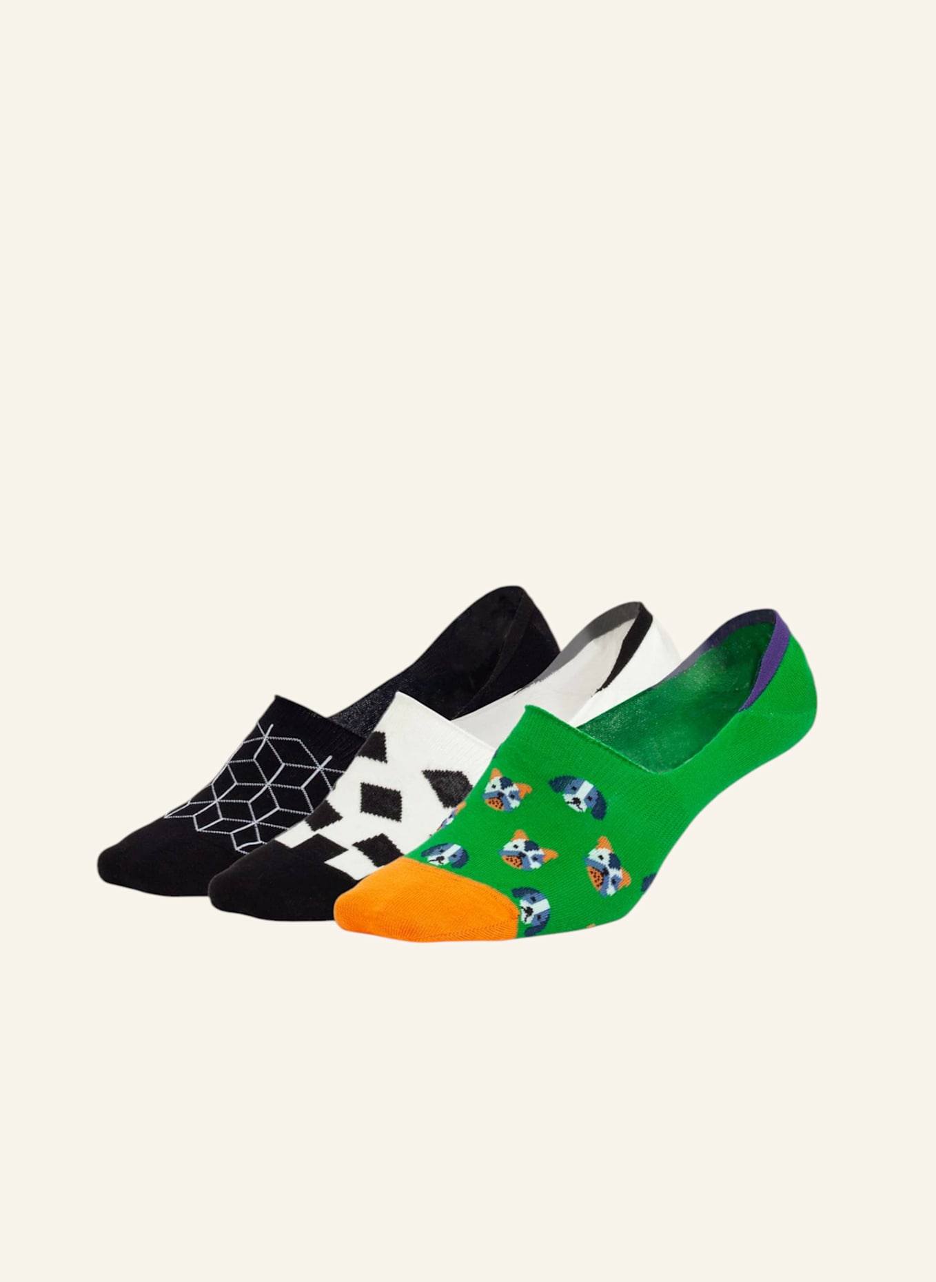 DillySocks Füßlinge HIDDEN DOG GEOMETRICS: SCHWARZ/ WEISS/ ROT