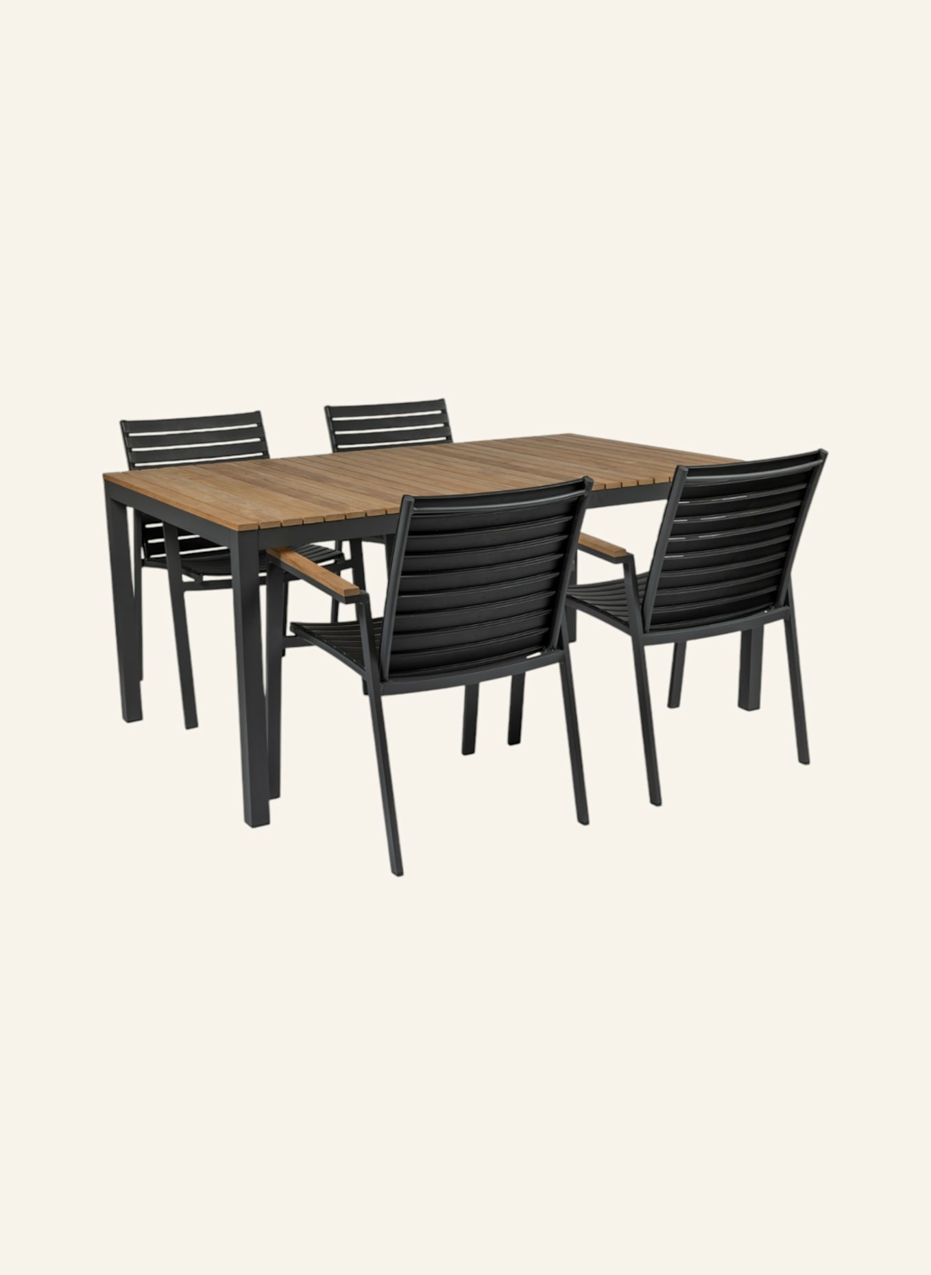 cinas Gartenmöbel Set mit 1 Tisch & 4 Stühlen MOOD EXTREME: GRAU