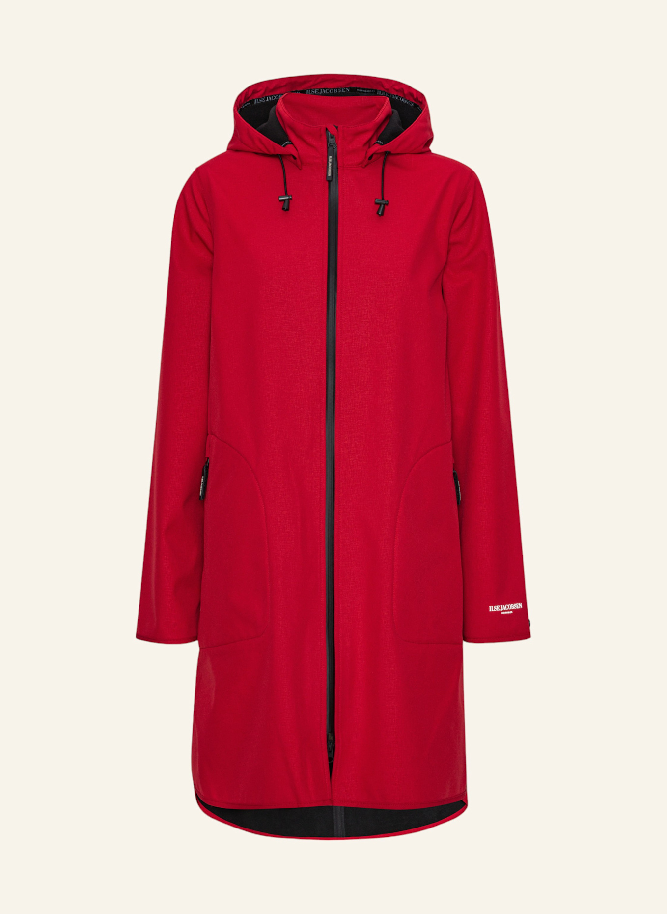 ILSE JACOBSEN Regenmantel mit abnehmbarer Kapuze: HELLROT