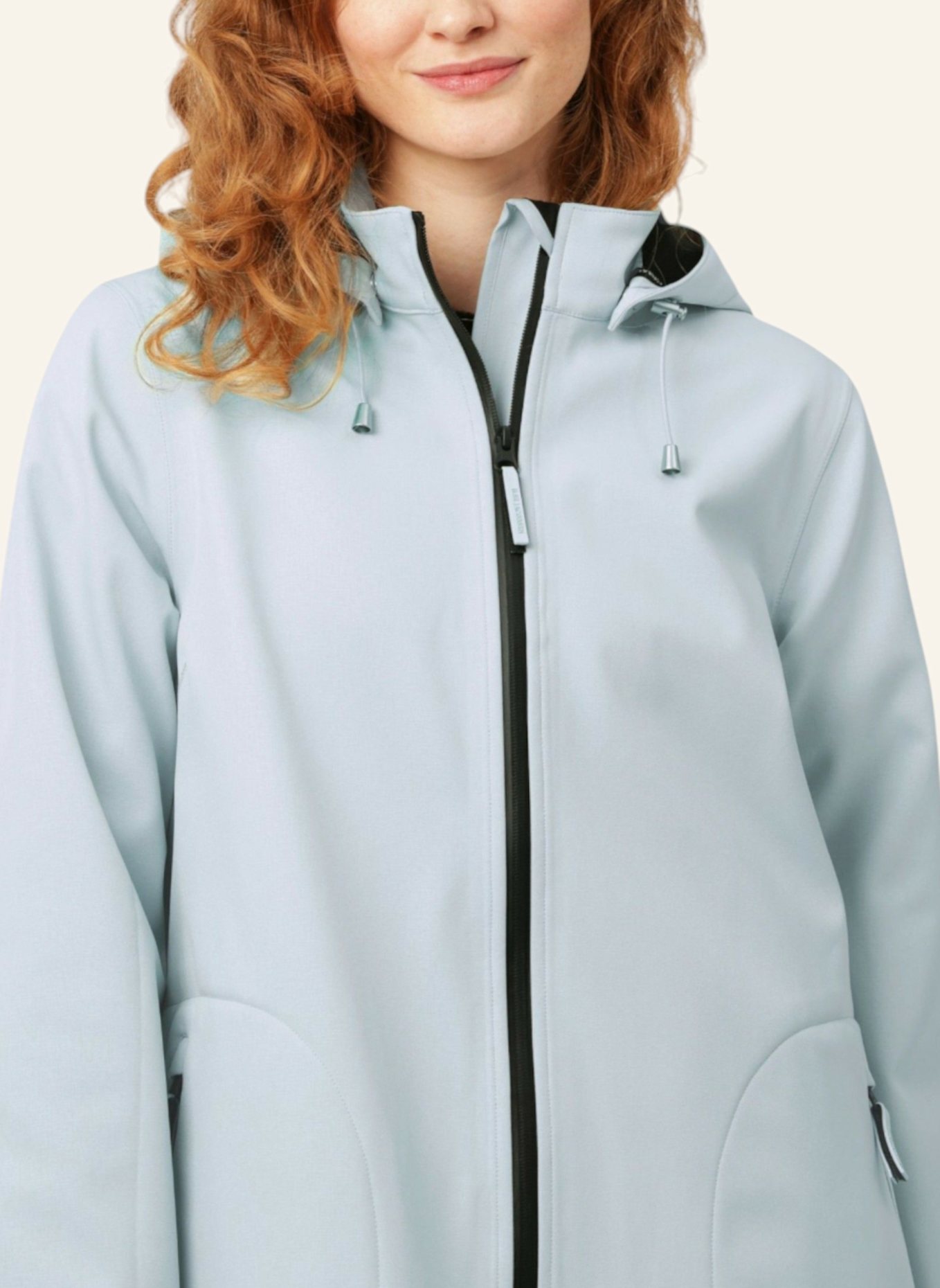 ILSE JACOBSEN Regenmantel mit abnehmbarer Kapuze: HELLBLAU