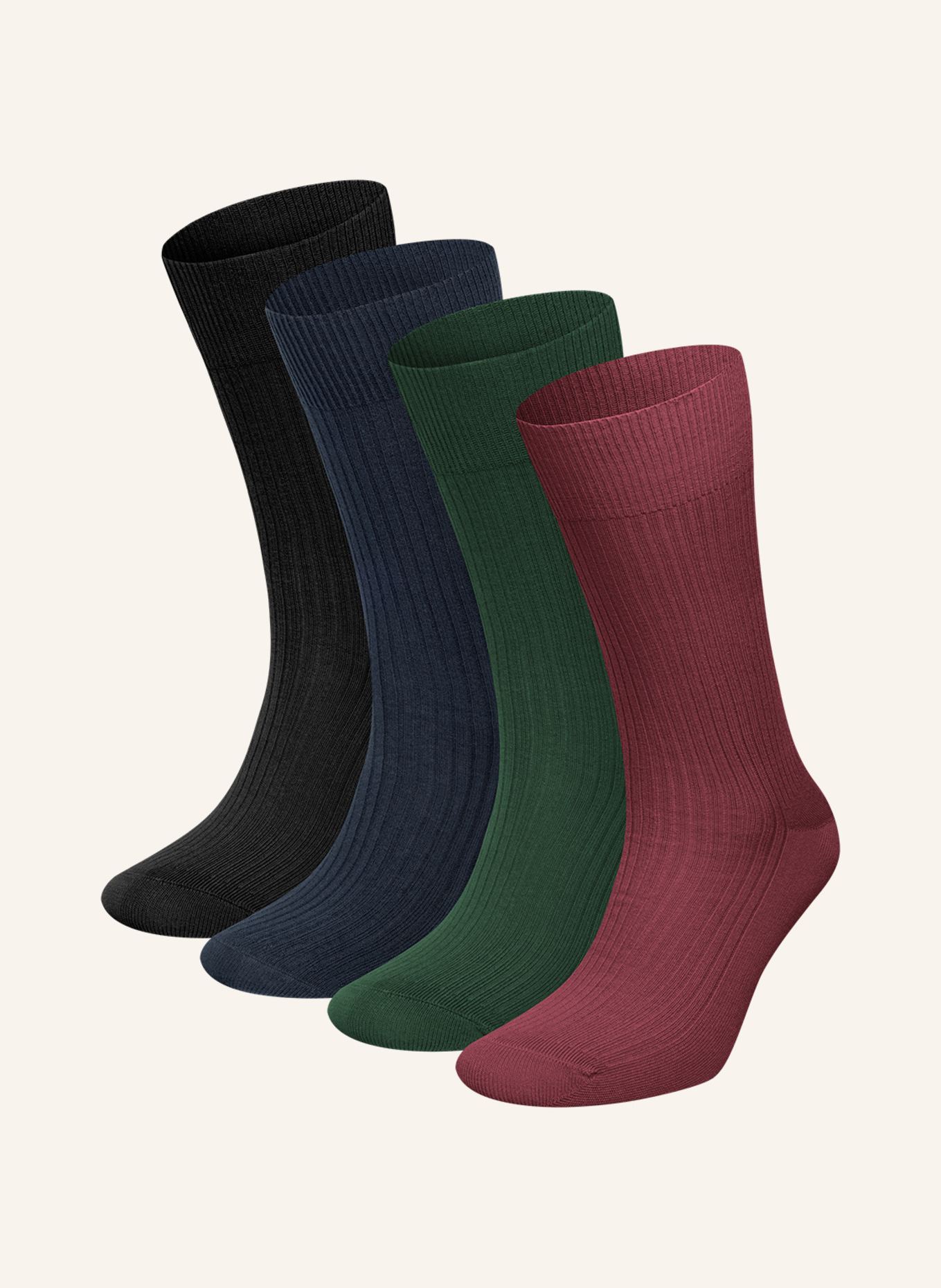 DillySocks 4er-Pack Socken PREMIUM RIBBED COLLECTION: SCHWARZ