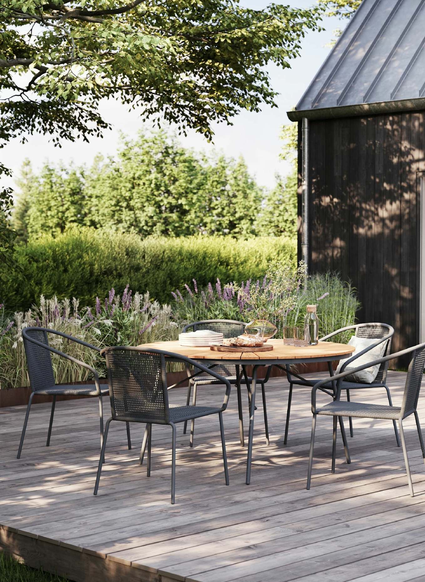 cinas Gartenmöbel-Set mit 1 Tisch, 5 Stühlen ELLEN/LUNO: GRAU