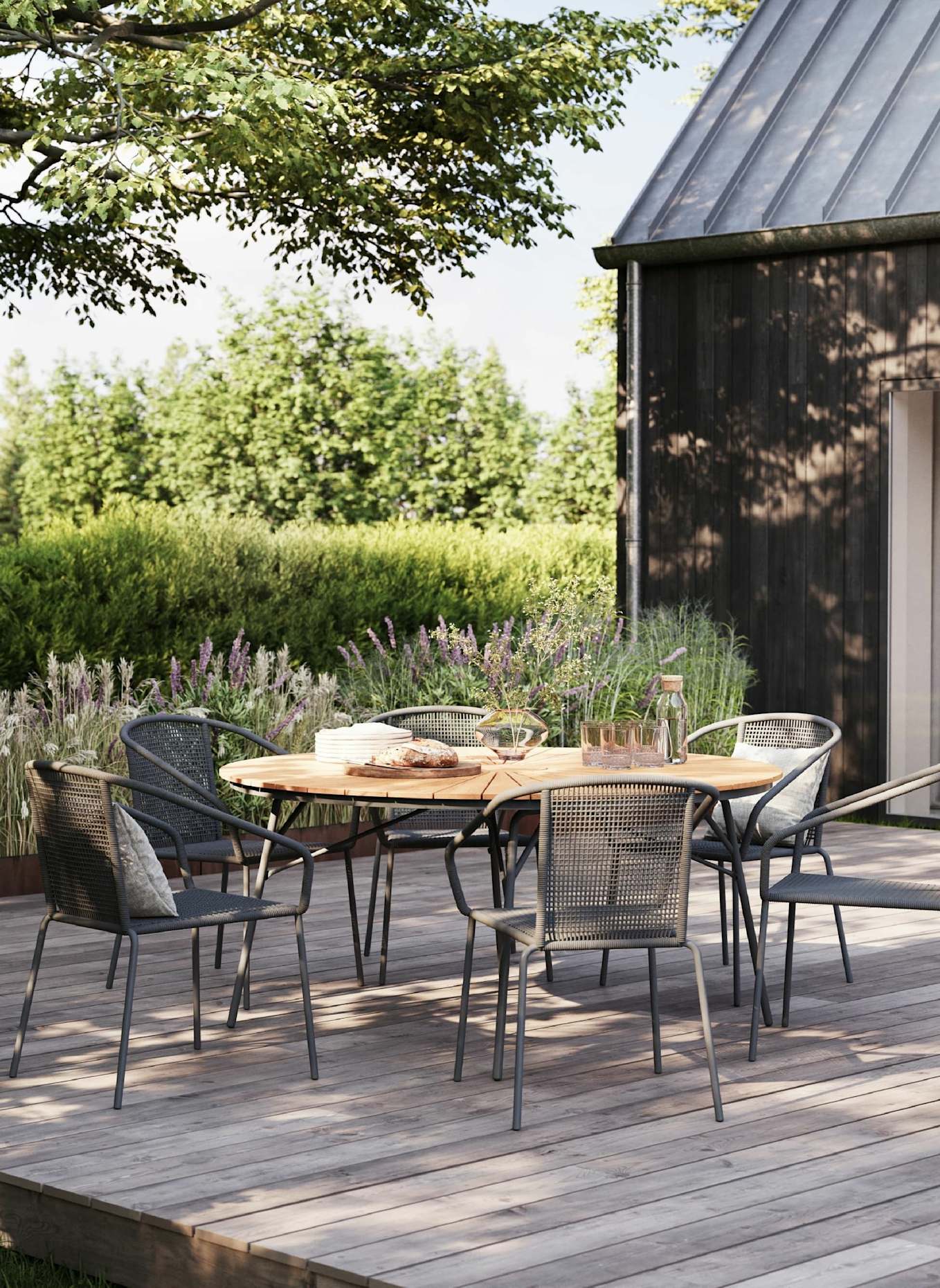 cinas Gartenmöbel-Set mit 1 Tisch, 5 Stühlen ELLEN/LUNO: GRAU