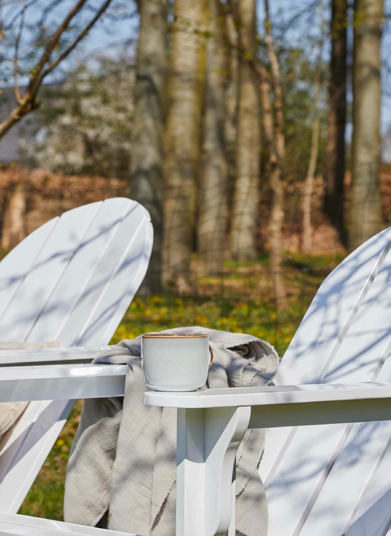 cinas Gartenmöbel-Set mit 1 Sessel, 1 Hocker ADIRONDACK: WEISS