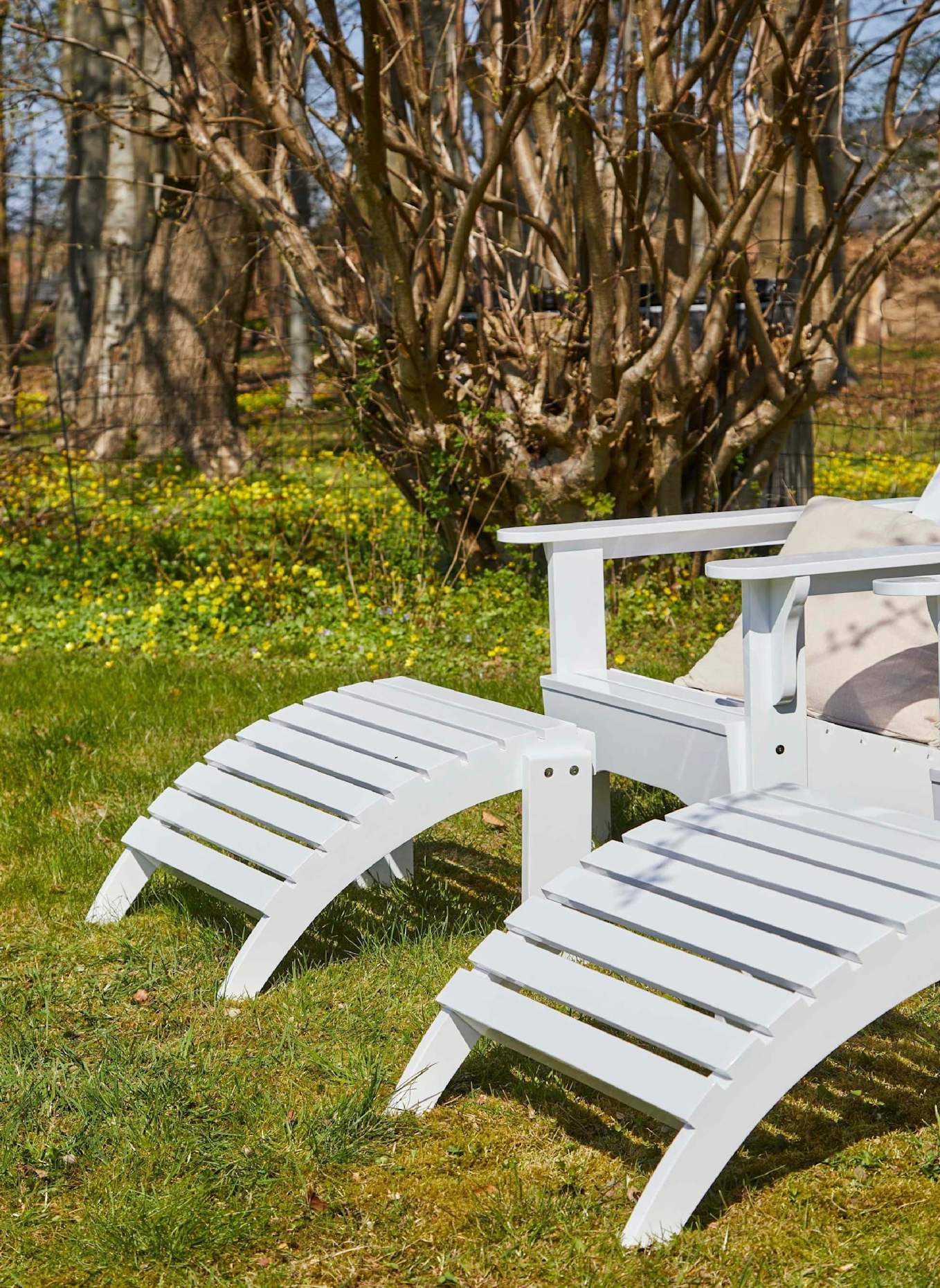 cinas Gartenmöbel-Set mit 1 Sessel, 1 Hocker ADIRONDACK: WEISS