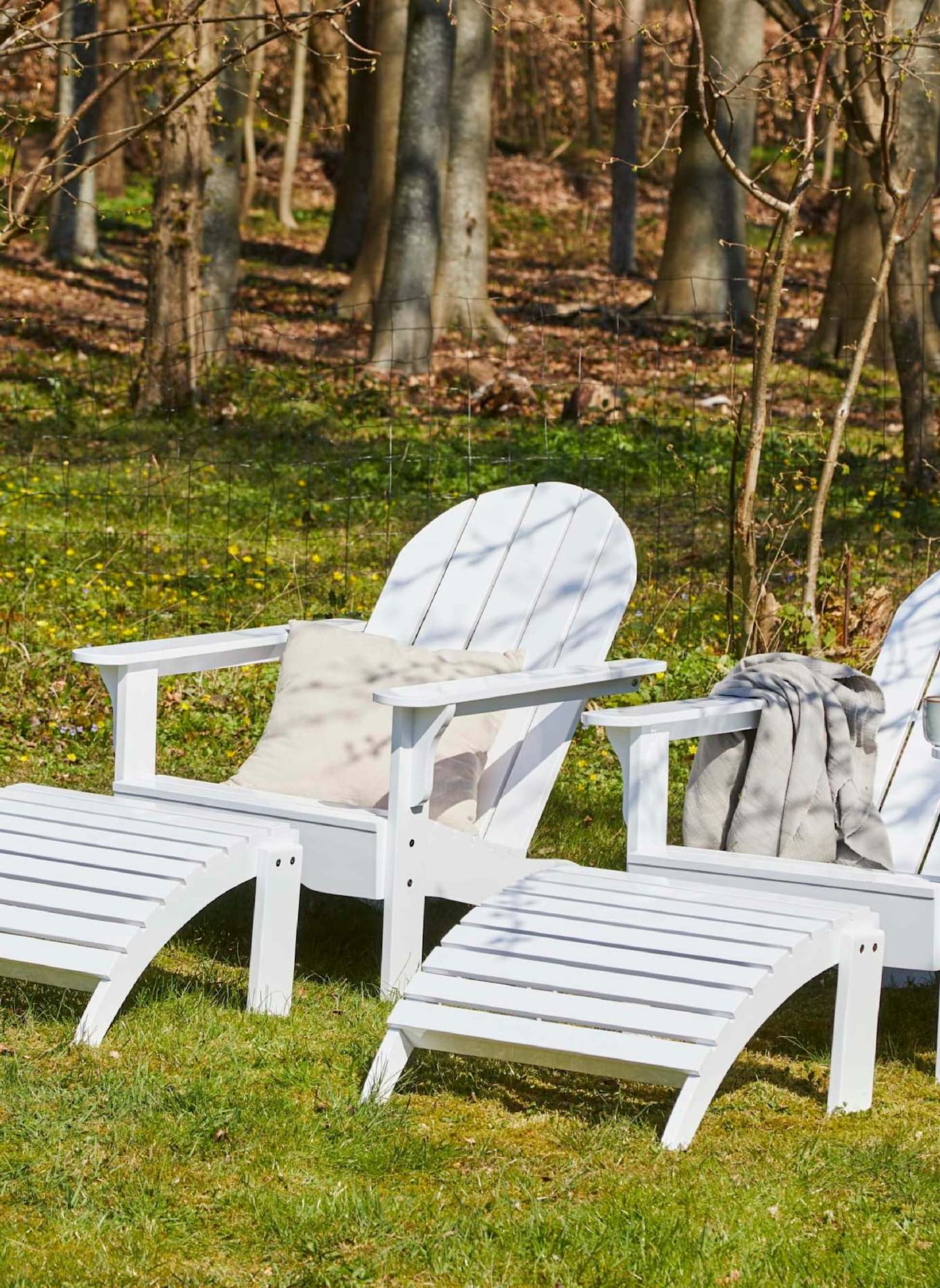 cinas Gartenmöbel-Set mit 1 Sessel, 1 Hocker ADIRONDACK: WEISS