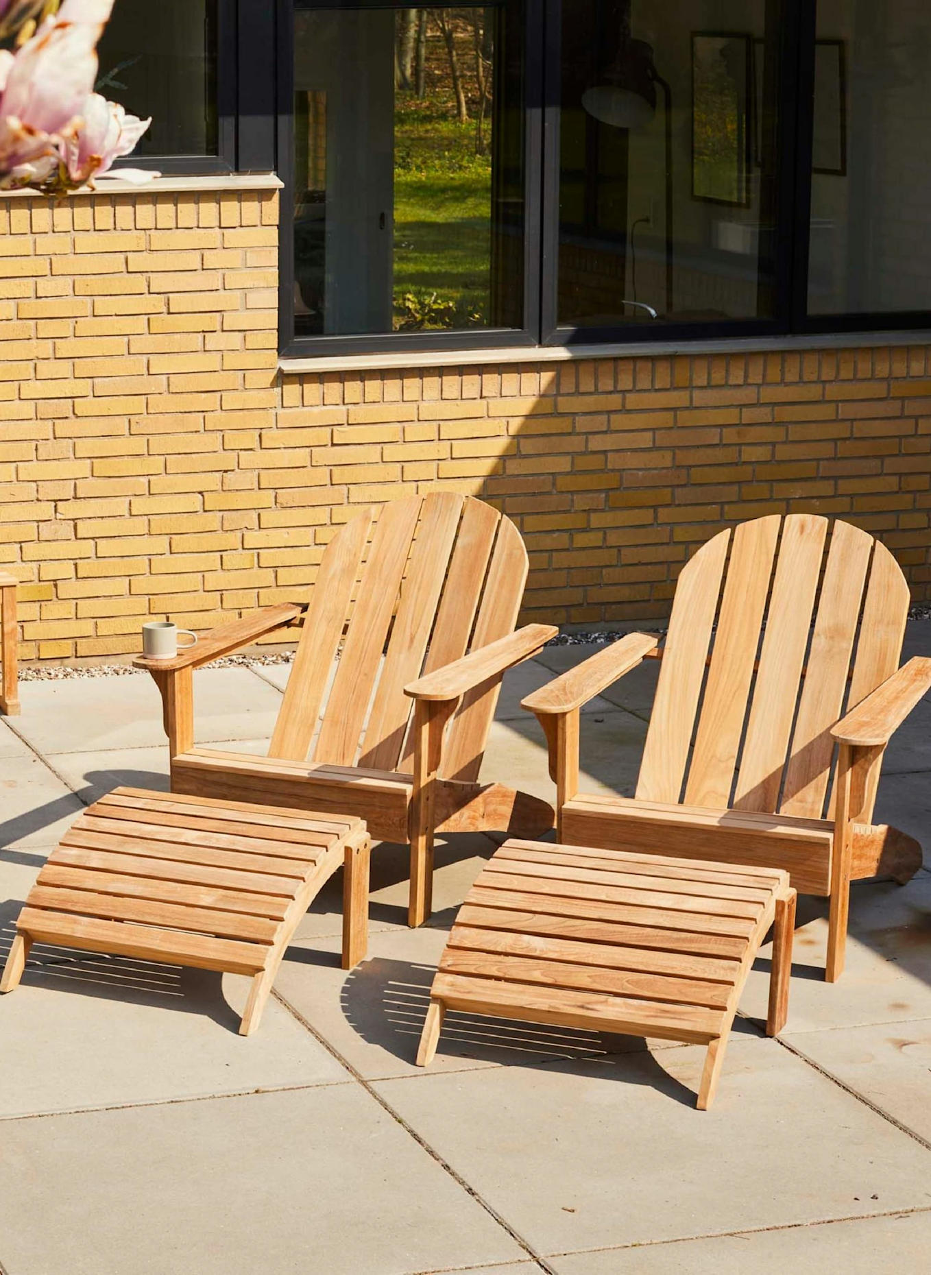 cinas Gartenmöbel-Set mit 1 Sessel, 1 Hocker ADIRONDACK: BRAUN
