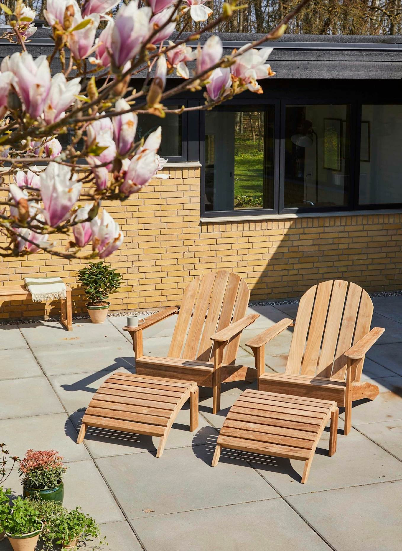 cinas Gartenmöbel-Set mit 1 Sessel, 1 Hocker ADIRONDACK: BRAUN