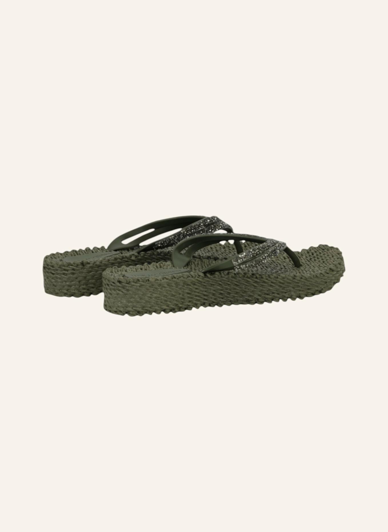 ILSE JACOBSEN Zehentrenner mit Schmucksteinen: KHAKI