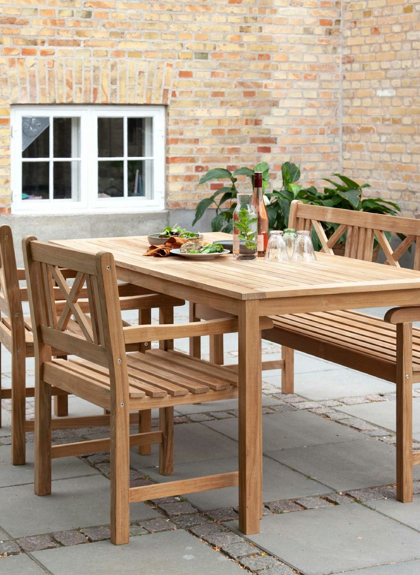 cinas Gartenmöbel mit Tisch, Bank, 2 Stühlen ROSENBORG: BRAUN