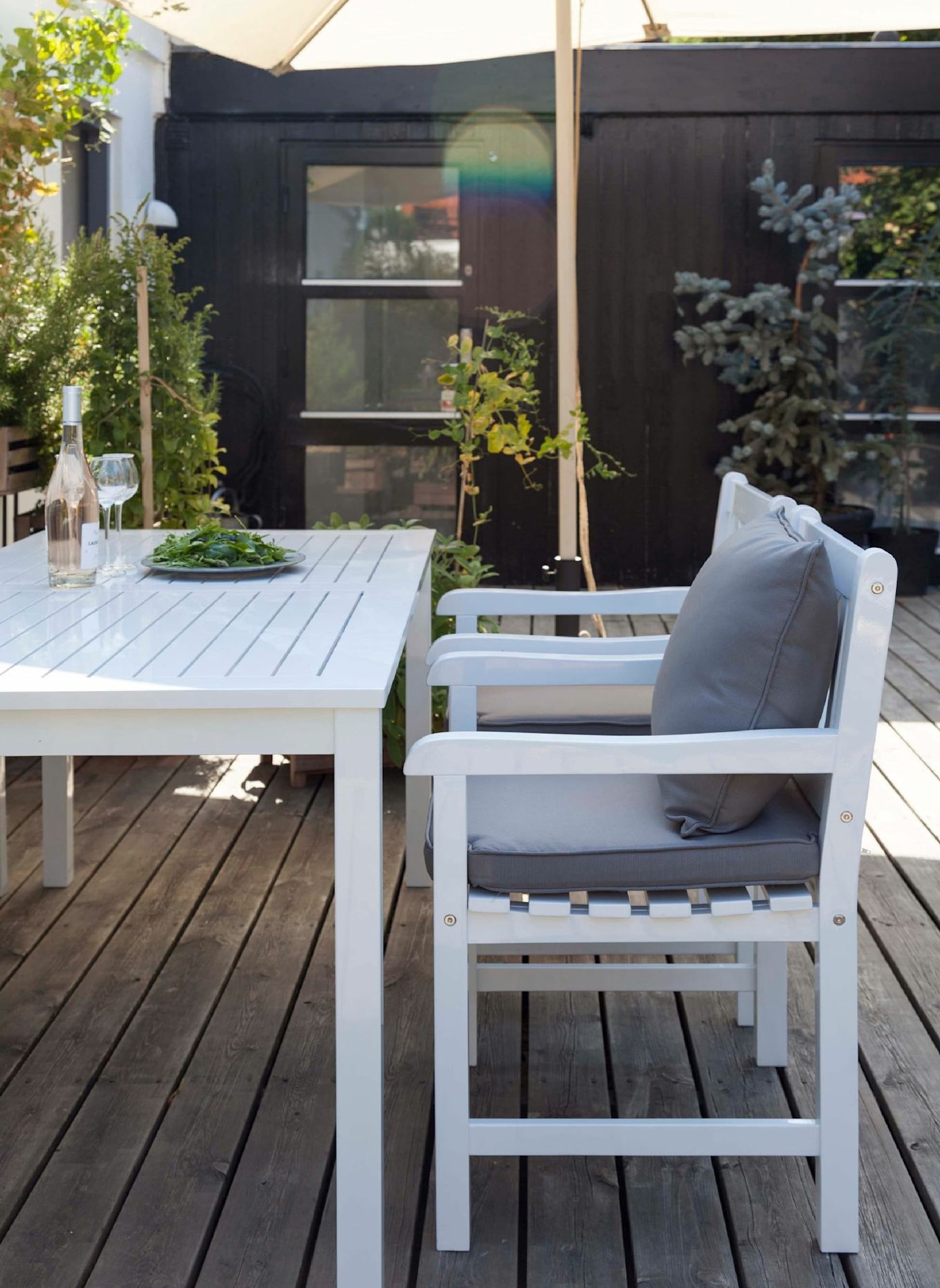 cinas Gartenmöbel mit Tisch, Bank, 2 Stühlen ROSENBORG: WEISS