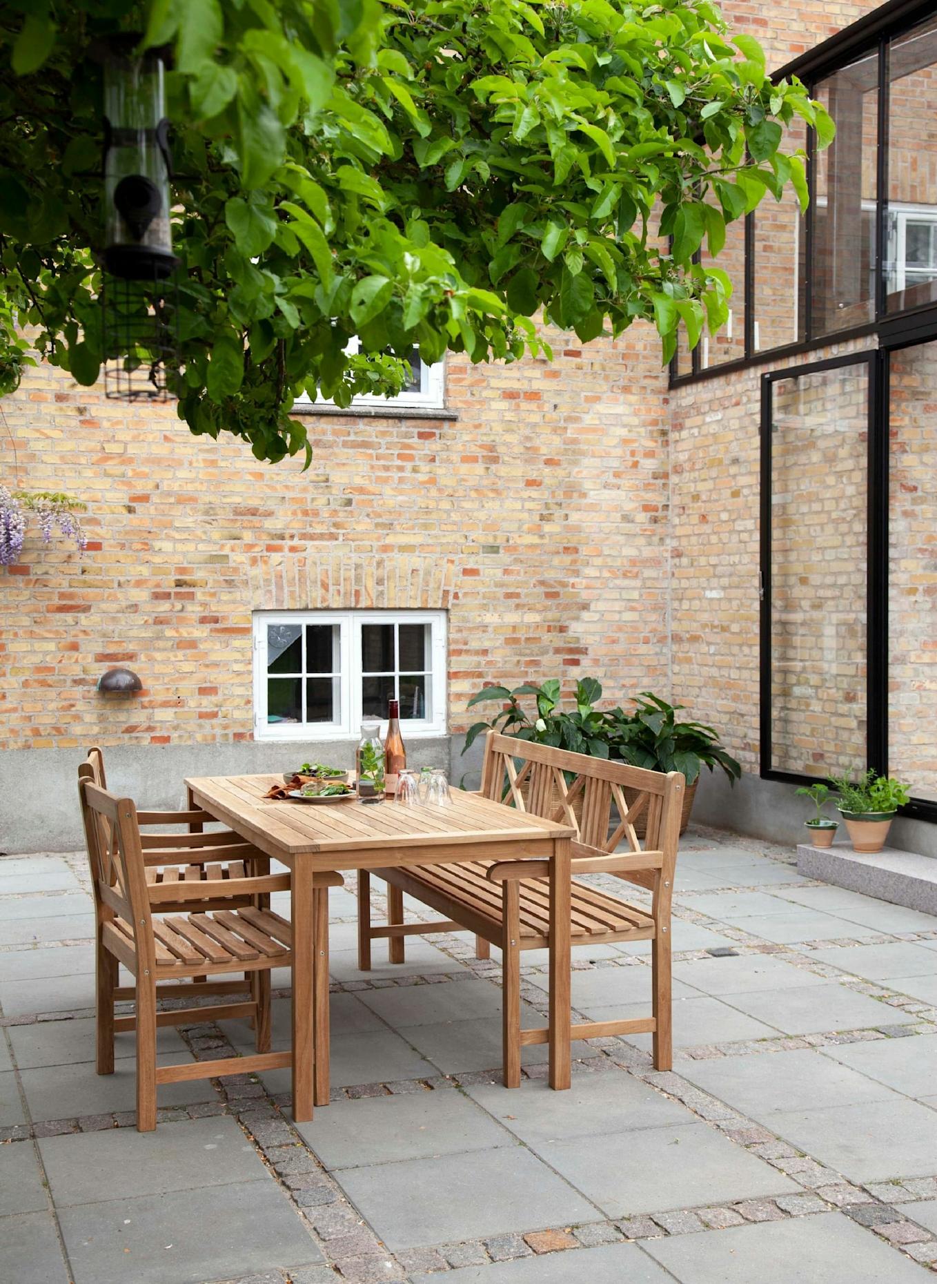 cinas Gartenmöbel mit Tisch, Bank, 2 Stühlen ROSENBORG: BRAUN