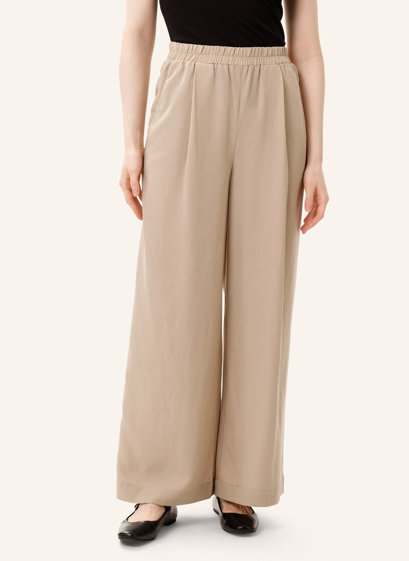 Les Lunes Lange Business Hose GEORGIA WIDE LEG PANTS LINEN: BEIGE