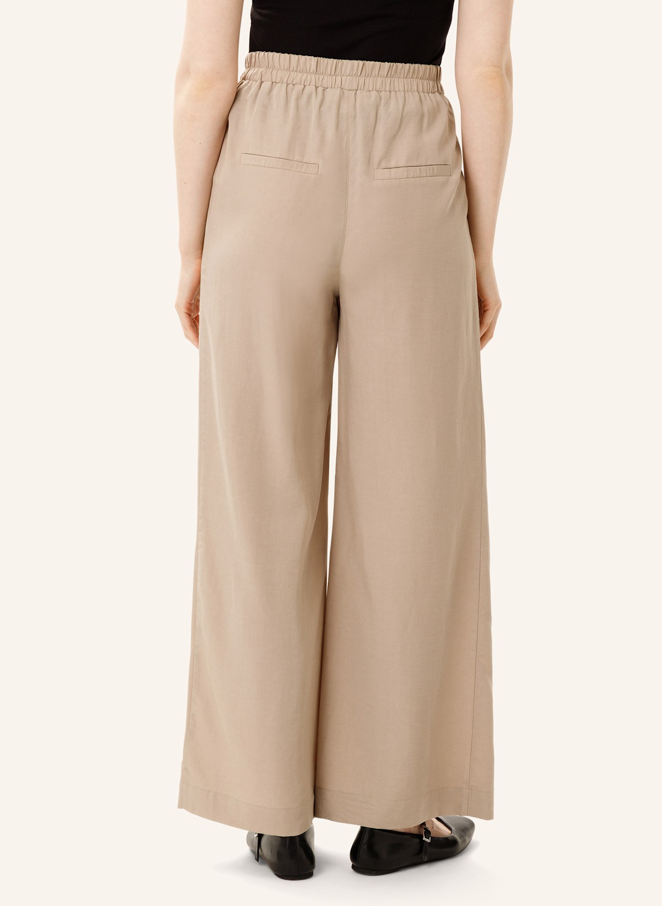 Les Lunes Lange Business Hose GEORGIA WIDE LEG PANTS LINEN: BEIGE