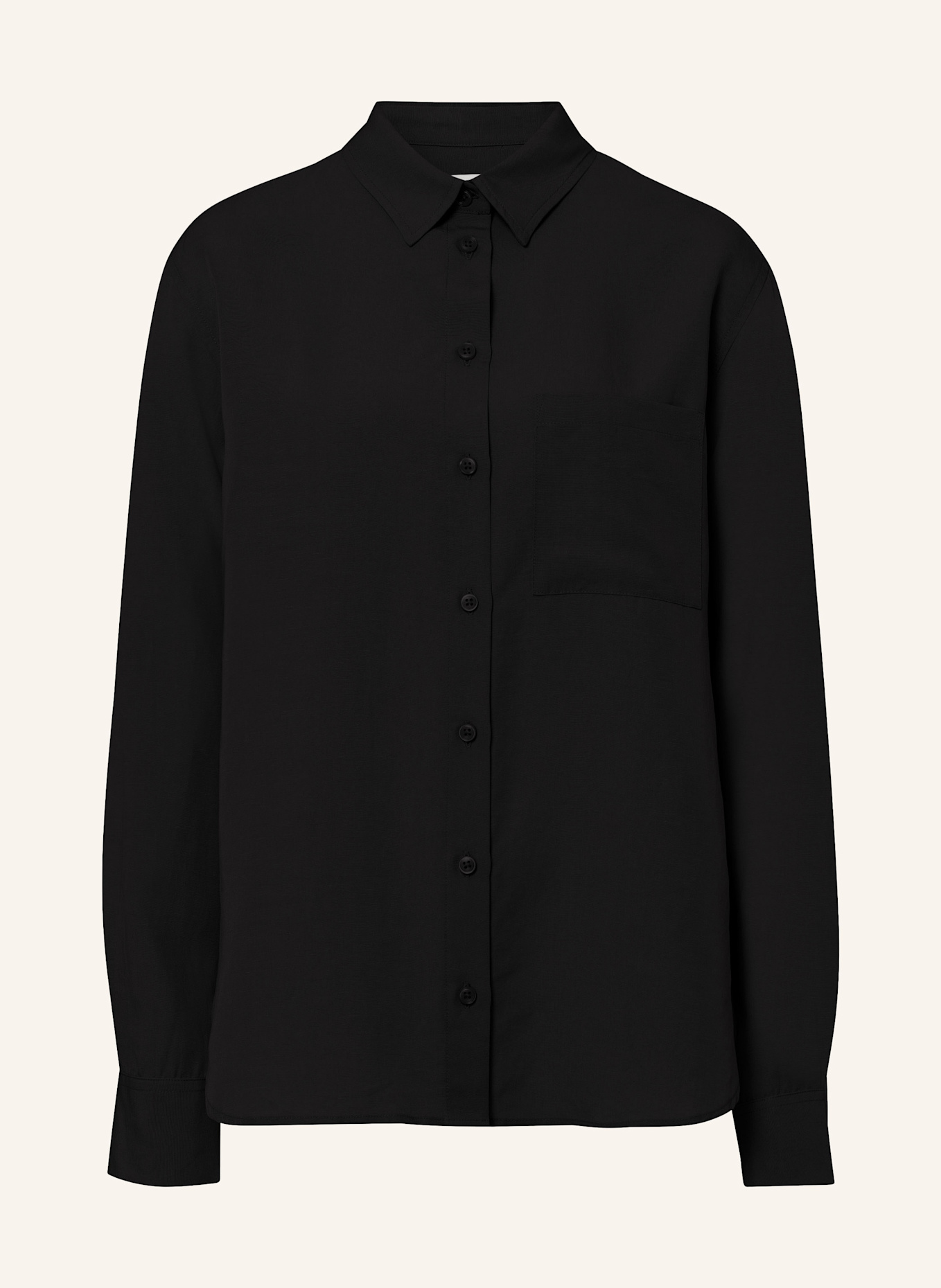 Les Lunes Langarmbluse HATTIE SHIRT LOOSE FIT LINEN: SCHWARZ