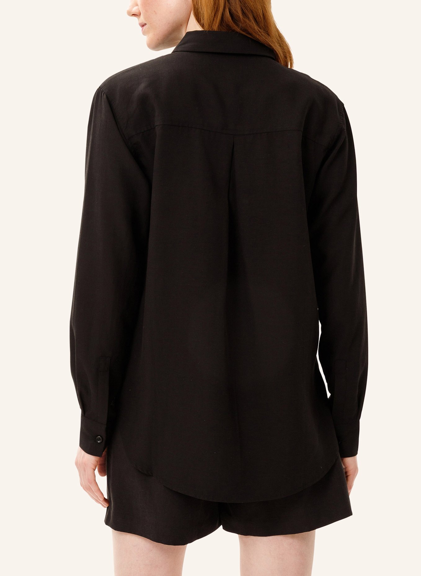 Les Lunes Langarmbluse HATTIE SHIRT LOOSE FIT LINEN: SCHWARZ