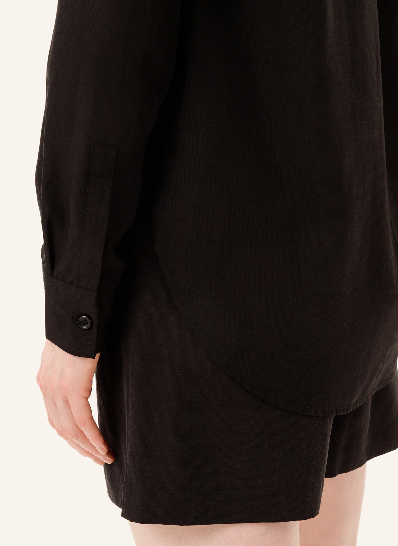 Les Lunes Langarmbluse HATTIE SHIRT LOOSE FIT LINEN: SCHWARZ