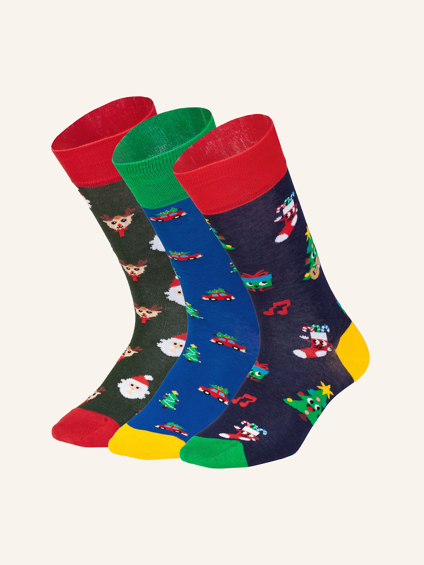 DillySocks Socken WONDERFUL CHRISTMAS (3ER BOX): SCHWARZ/ WEISS/ ROT