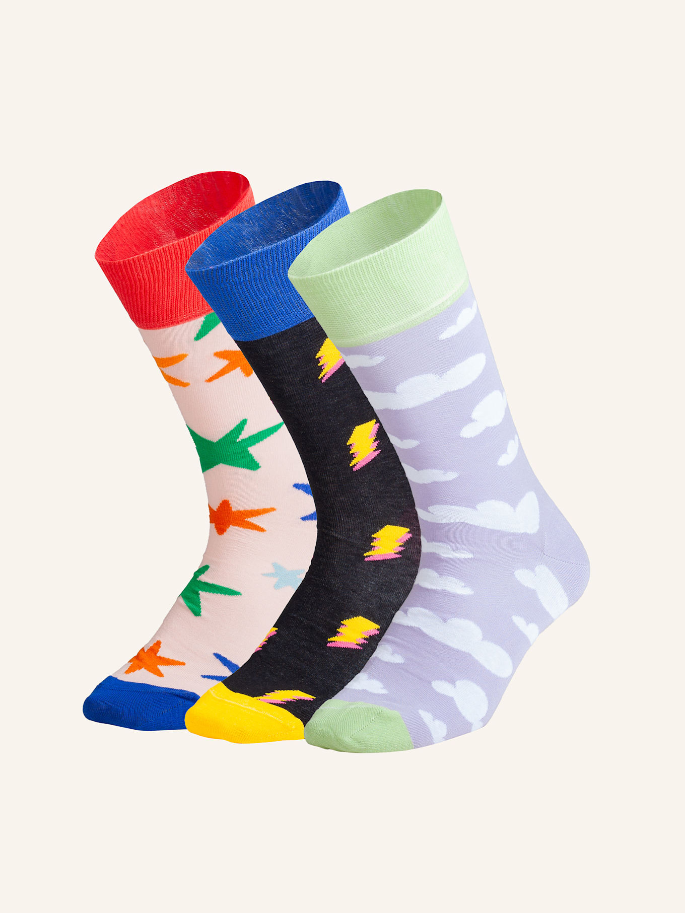 DillySocks Socken SKY SPARKS (3ER BOX): SCHWARZ/ WEISS/ ROT
