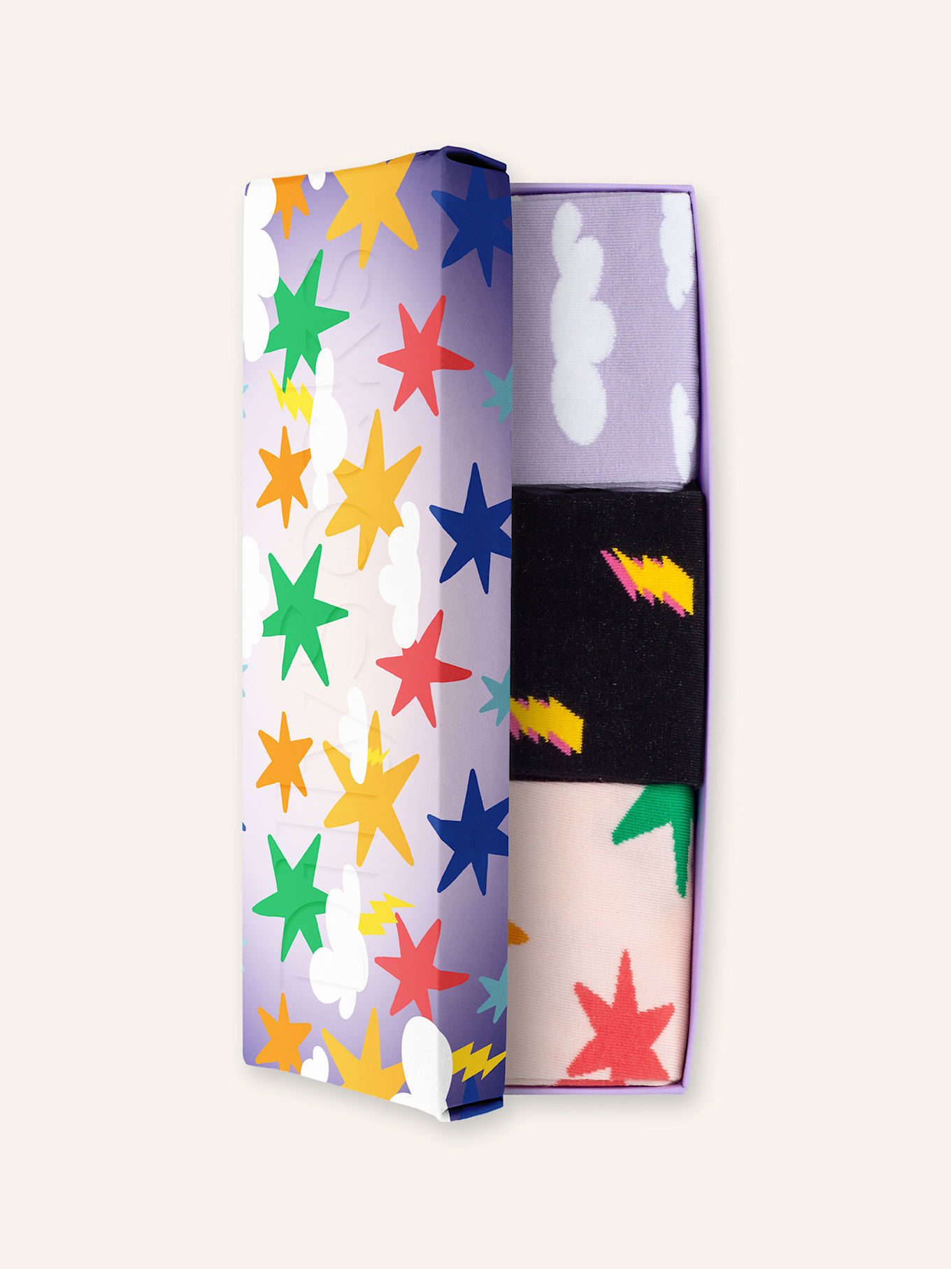 DillySocks Socken SKY SPARKS (3ER BOX): SCHWARZ/ WEISS/ ROT