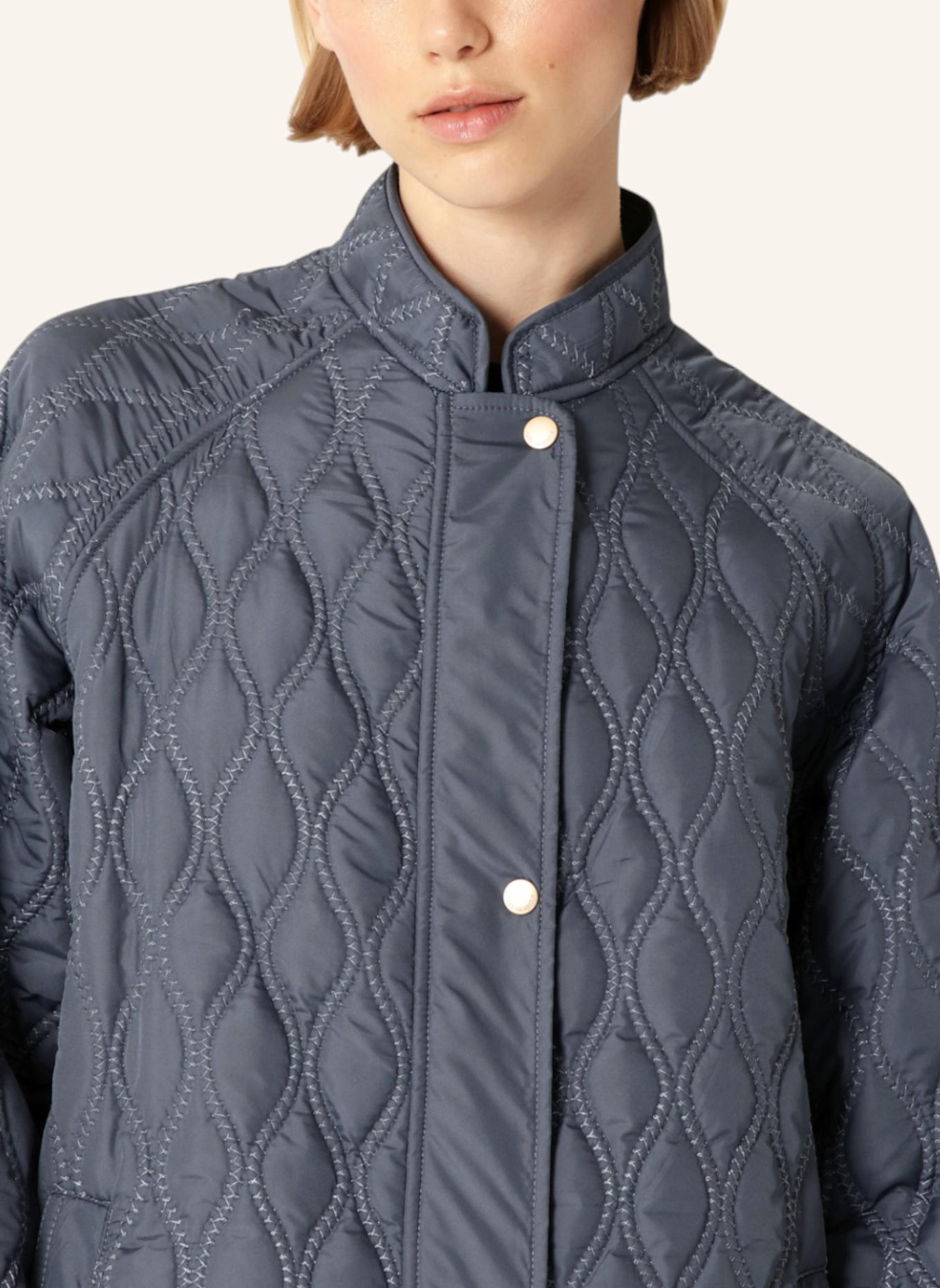 ILSE JACOBSEN Steppmantel AROS05: BLAUGRAU