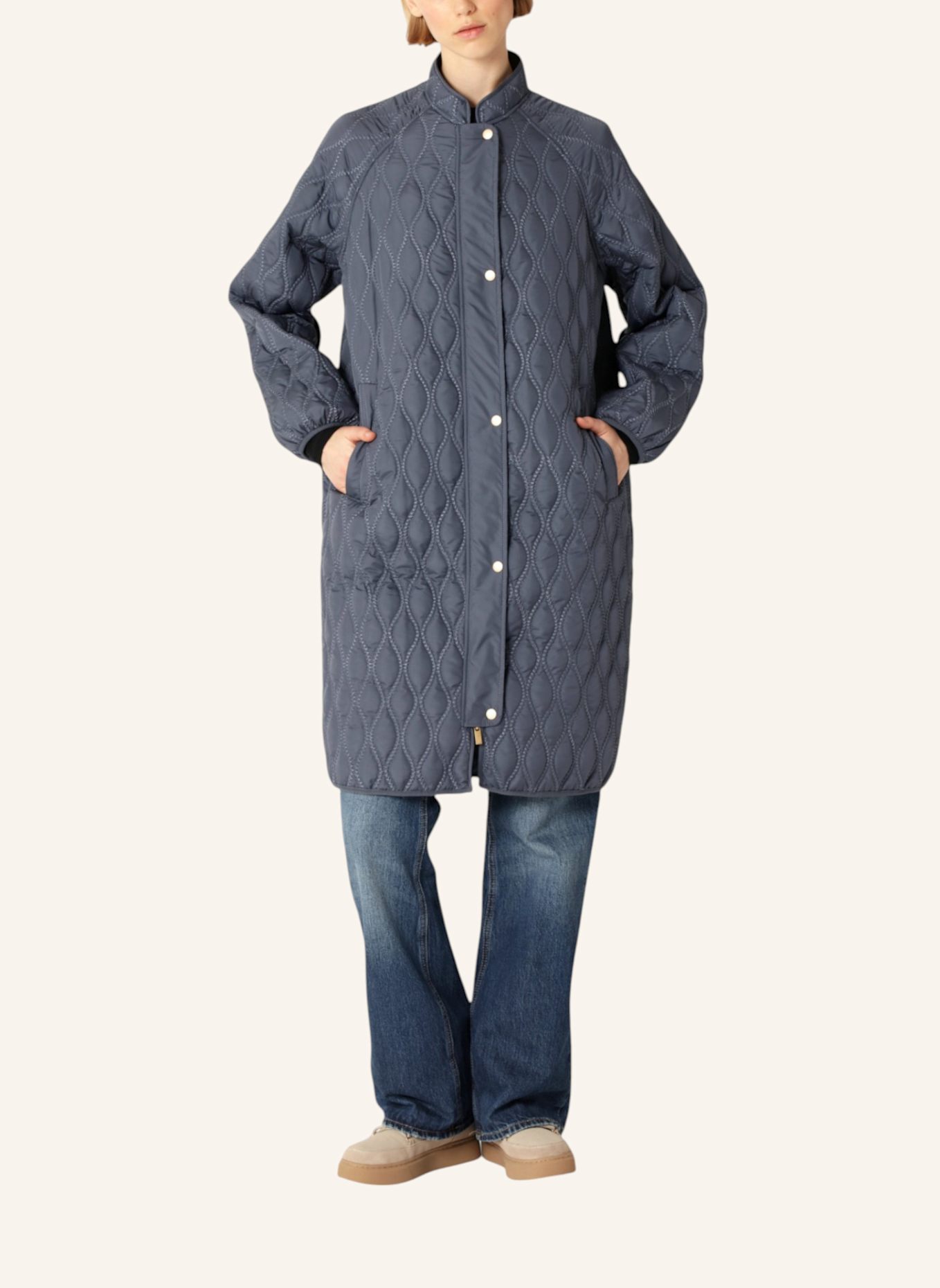 ILSE JACOBSEN Steppmantel AROS05: BLAUGRAU