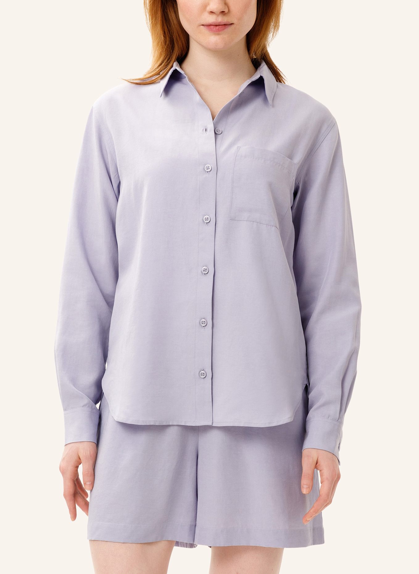 Les Lunes Langarmbluse HATTIE SHIRT LOOSE FIT LINEN: LILA