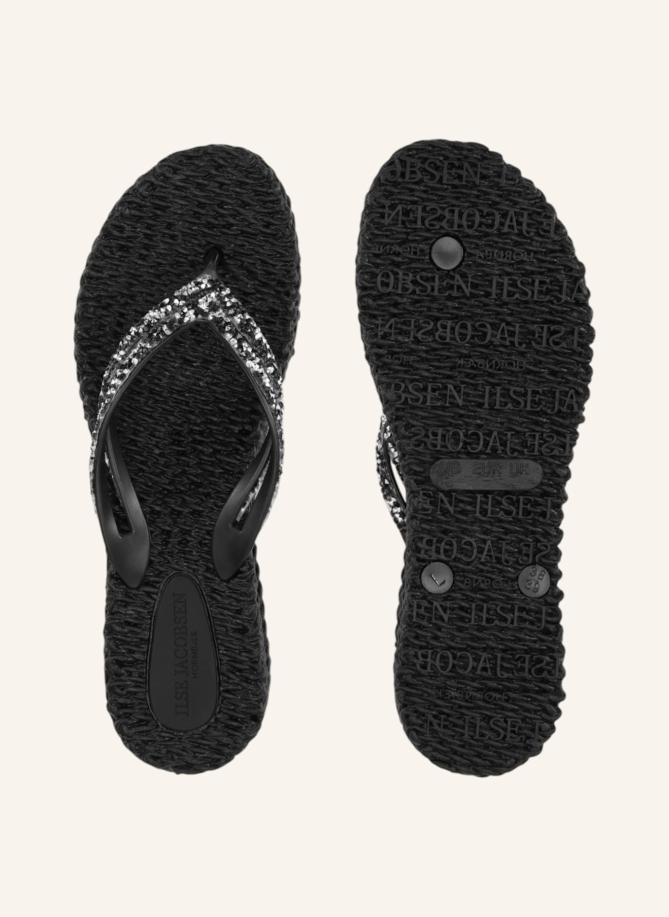 ILSE JACOBSEN Zehentrenner mit Schmucksteinen: SCHWARZ