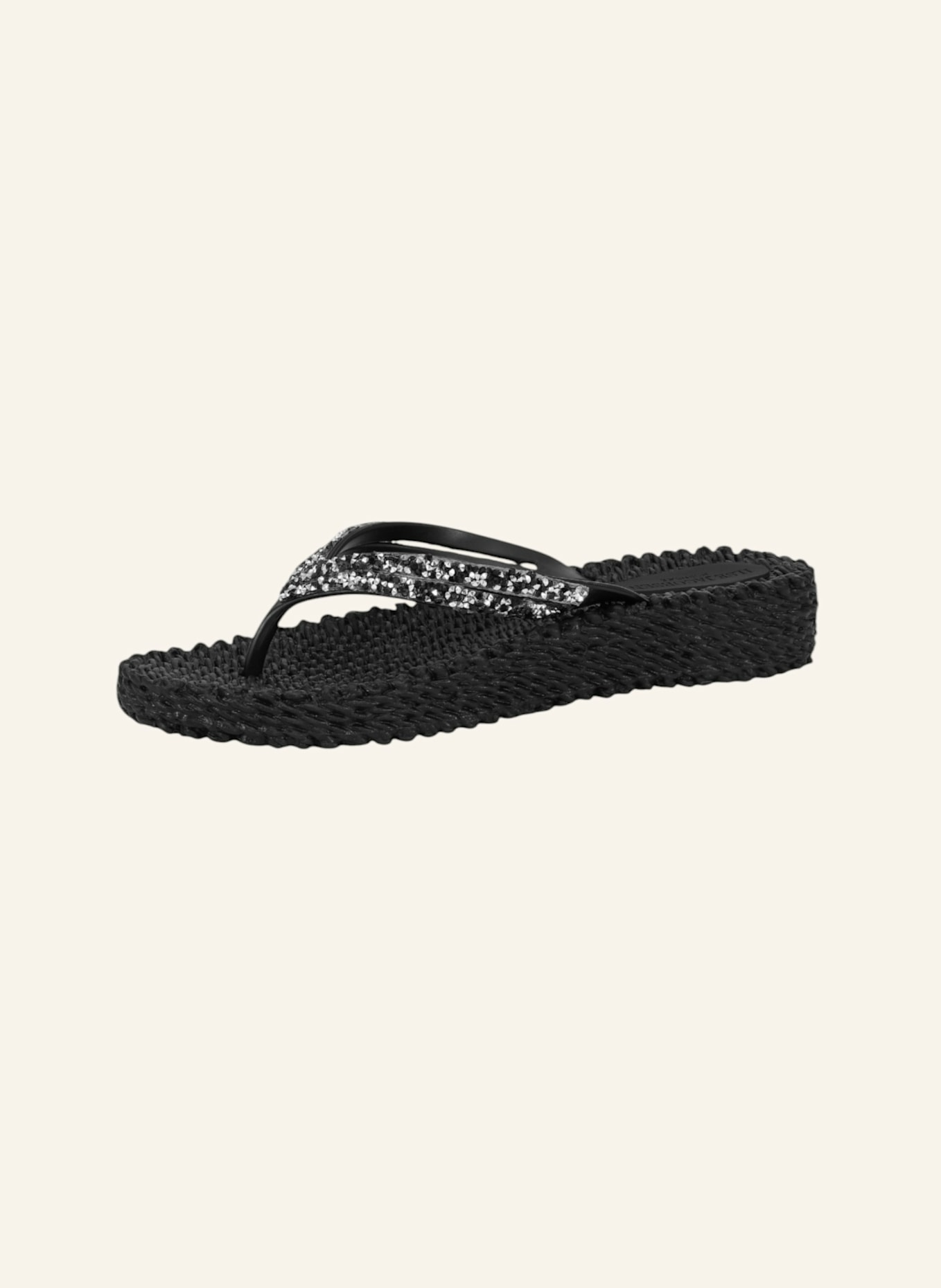 ILSE JACOBSEN Zehentrenner mit Schmucksteinen: SCHWARZ