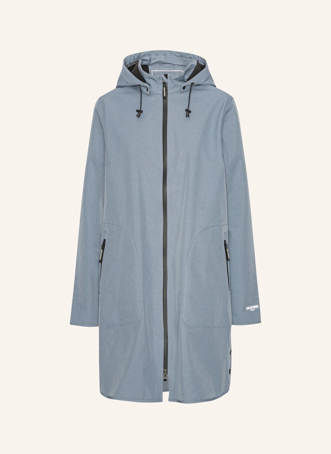 ILSE JACOBSEN Regenmantel mit abnehmbarer Kapuze: BLAUGRAU/ BLAU