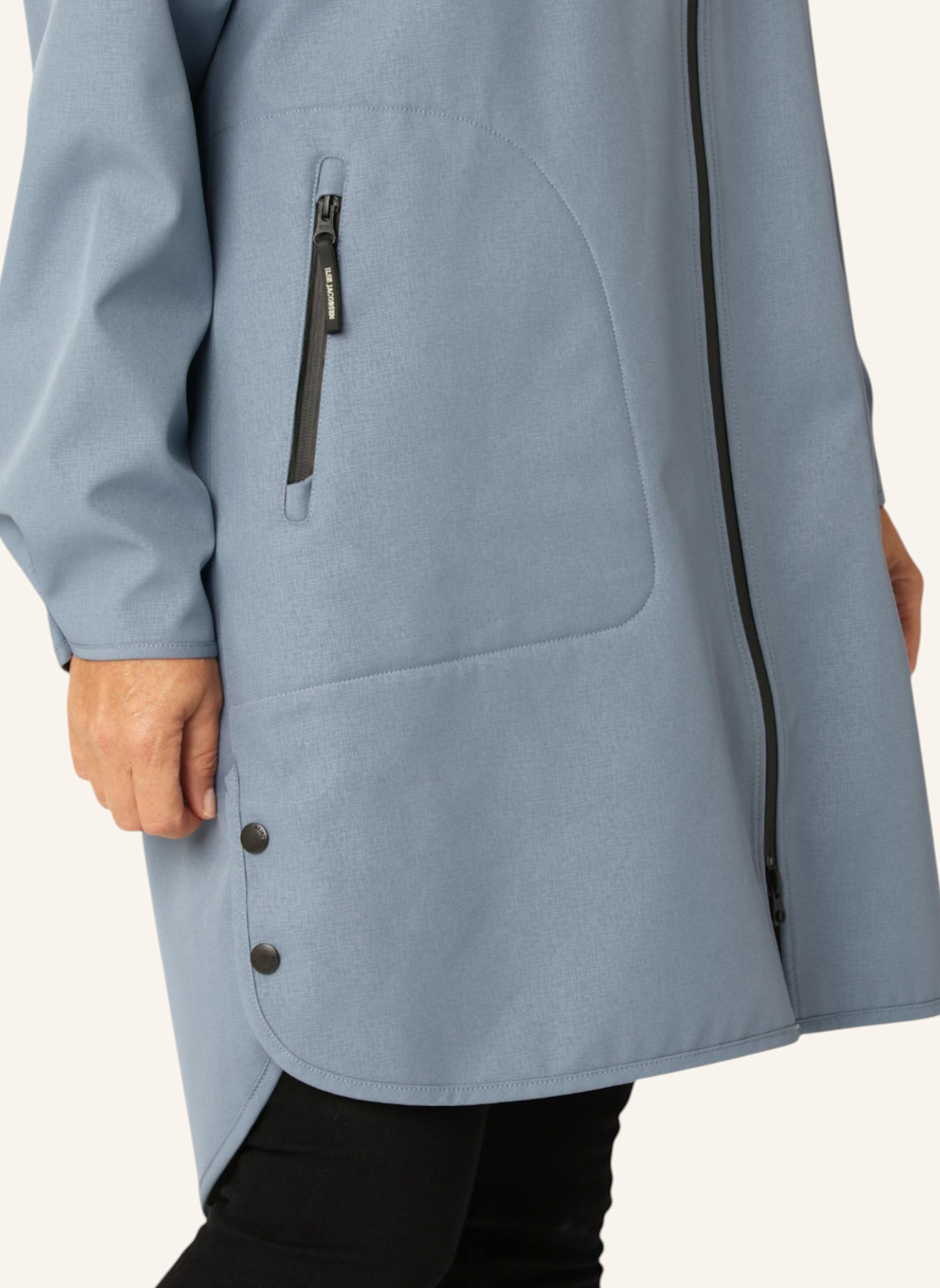 ILSE JACOBSEN Regenmantel mit abnehmbarer Kapuze: BLAUGRAU/ BLAU