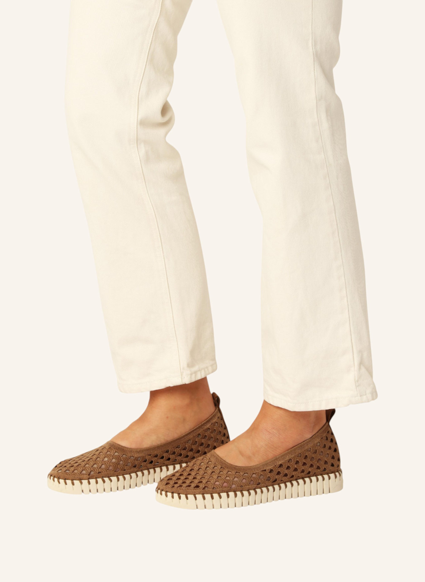 ILSE JACOBSEN Ballerinas TULIP3479: BRAUN/ WEISS