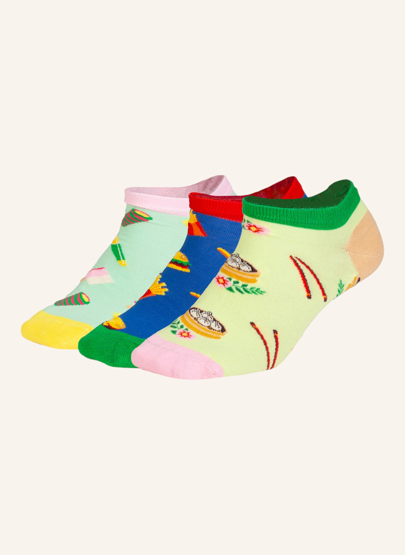 DillySocks Sneakersocken SHORT FOODIE DREAMS: HELLGELB/ MINT/ BLAU/ GRÜN/ ROSA/ GELB