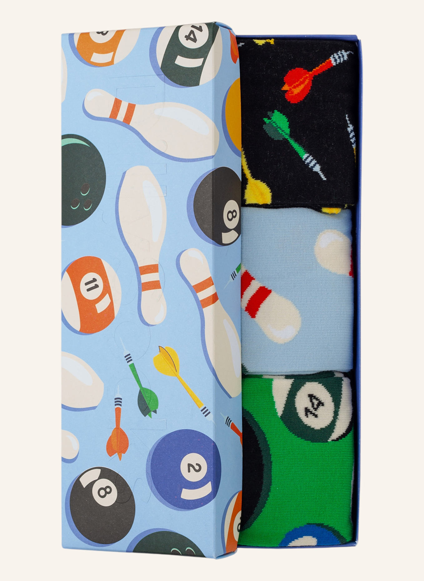 DillySocks Socken STRIKE & SCORE (3ER BOX): GRÜN/ HELLBLAU/ SCHWARZ