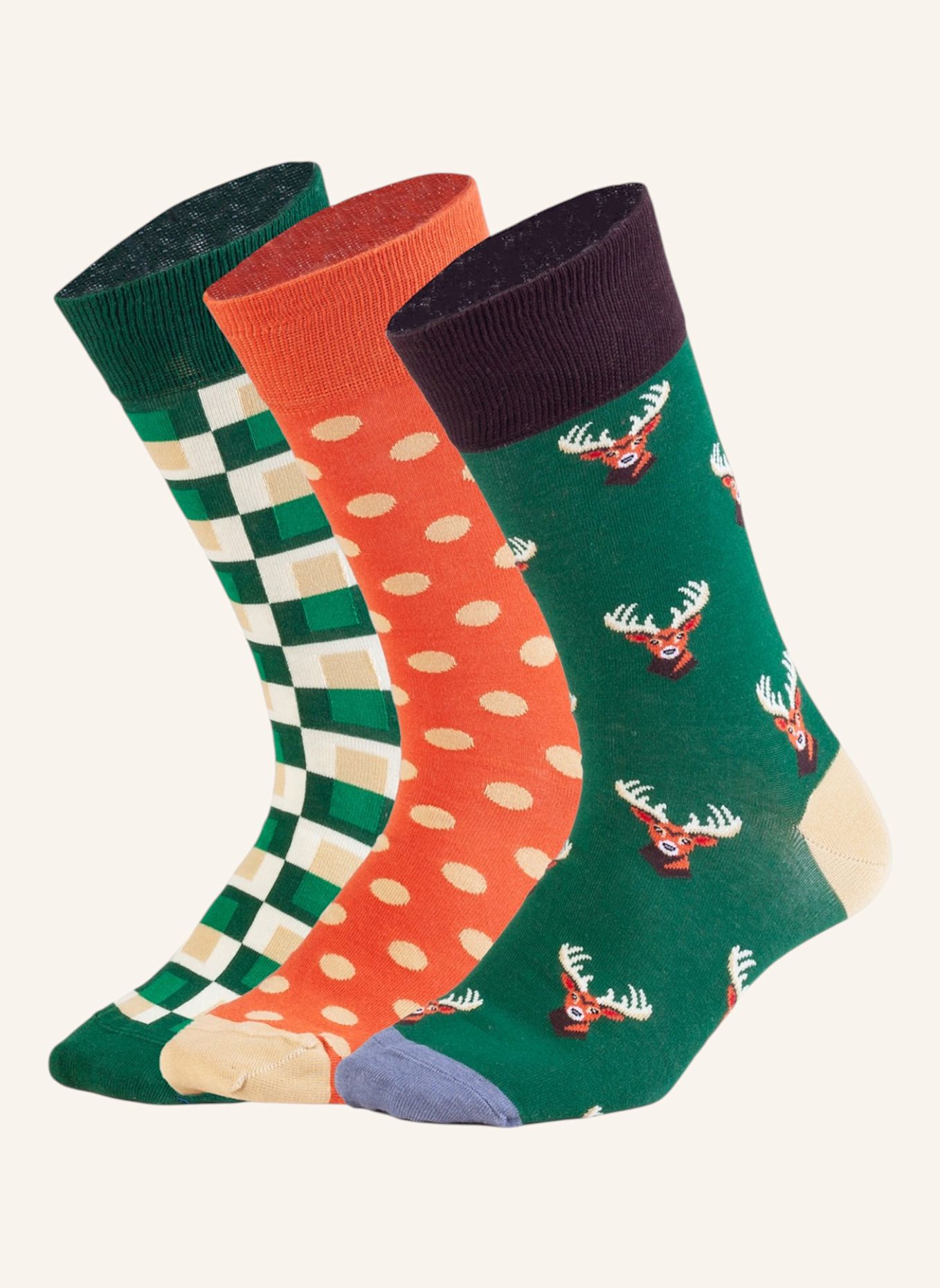 DillySocks Socken WOODLAND VIBES: GRÜN / ORANGE / BEIGE