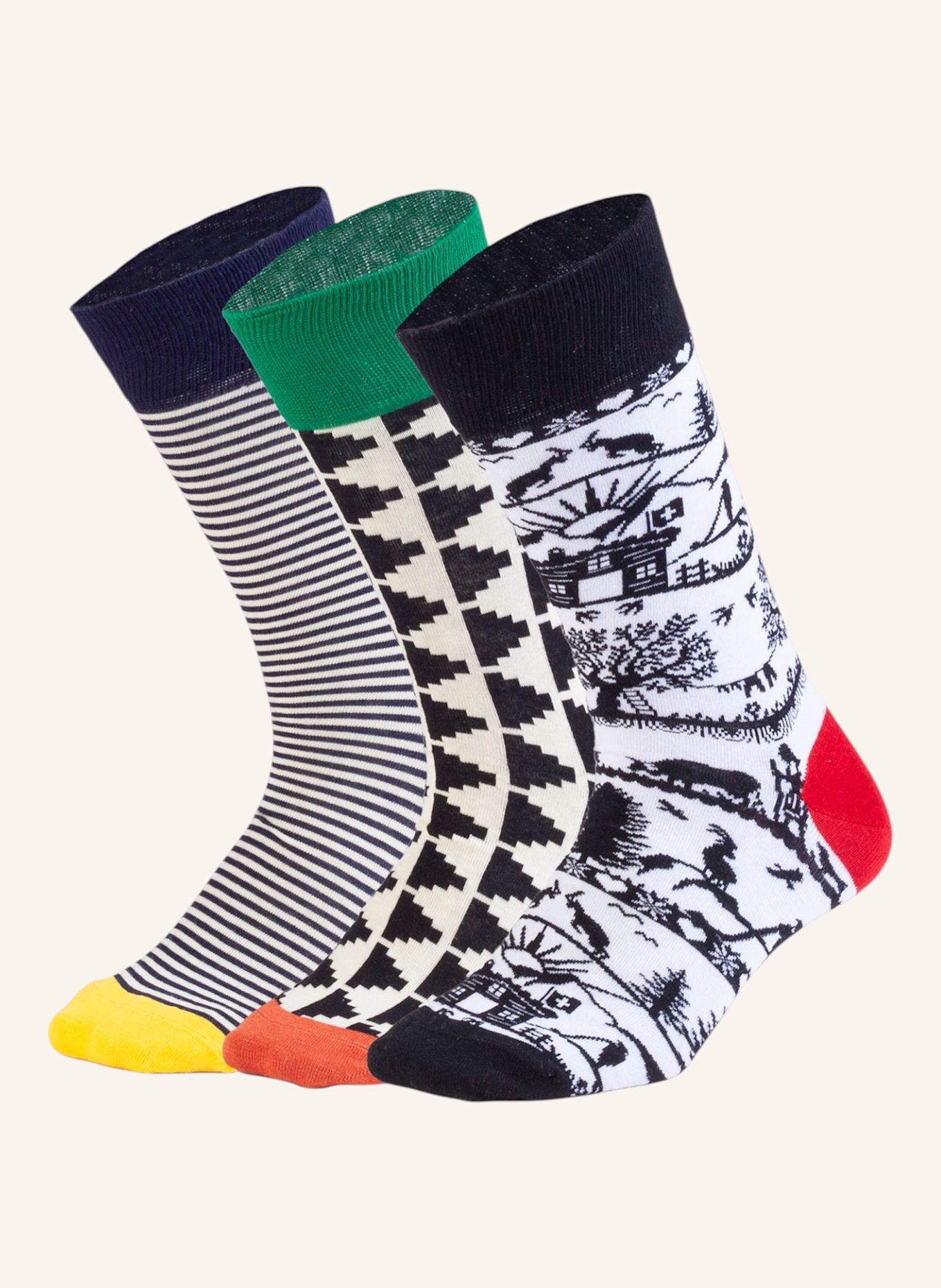 DillySocks Socken SWISS OUTLINE: SCHWARZ / WEISS / GRAU