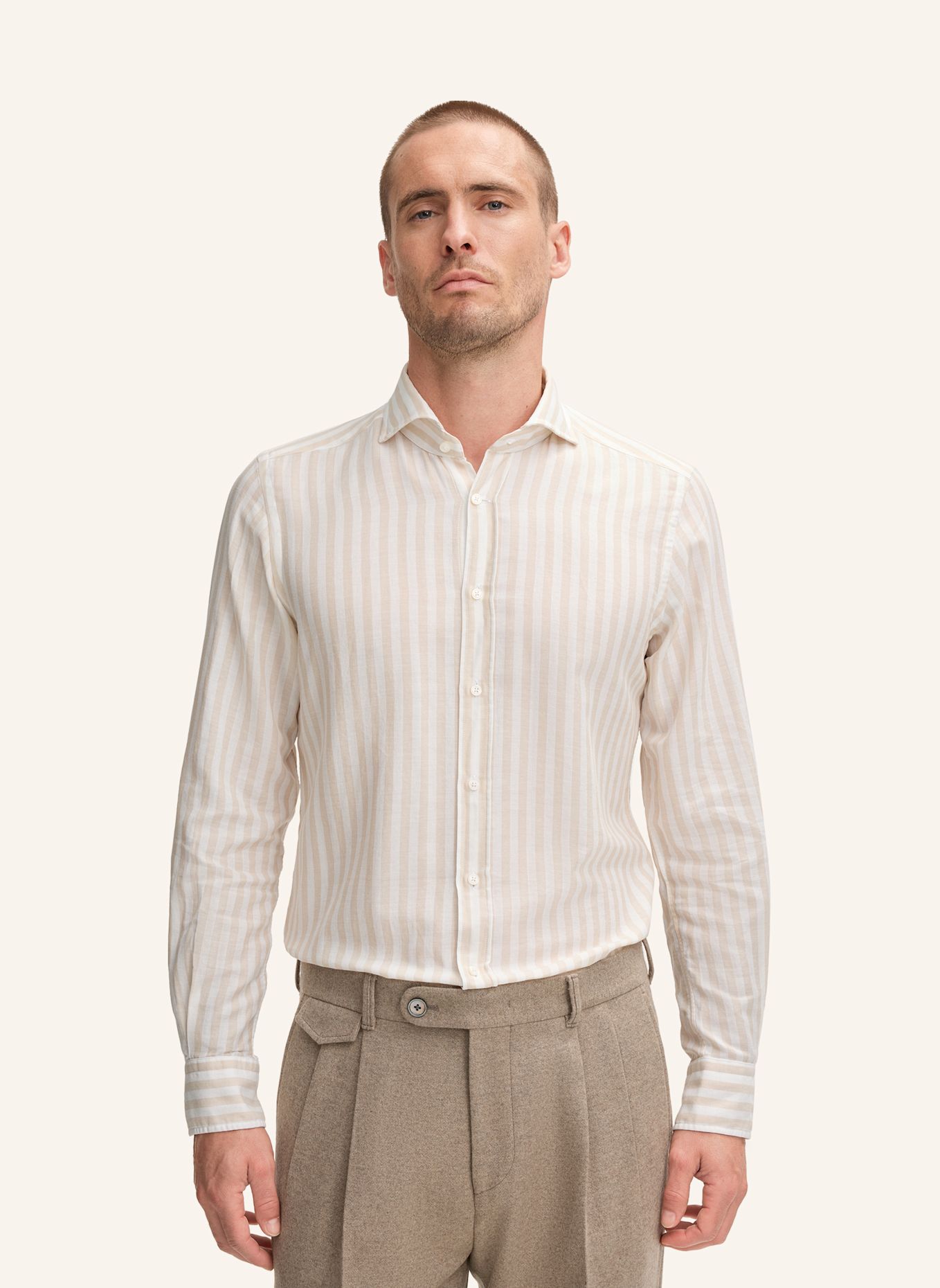 windsor. Hemd LANO-W Regular Fit: BEIGE/ WEISS