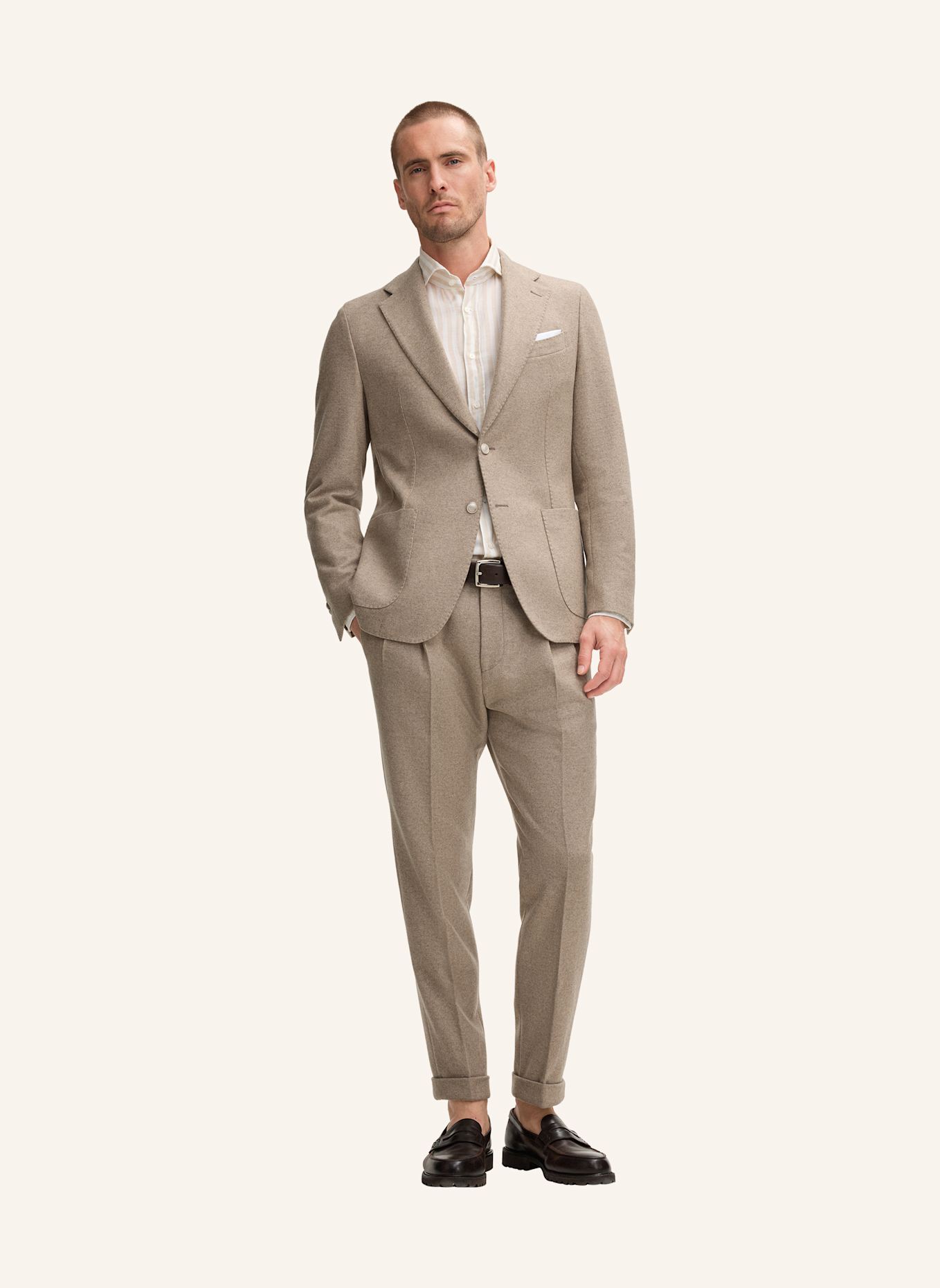 windsor. Hemd LANO-W Regular Fit: BEIGE/ WEISS