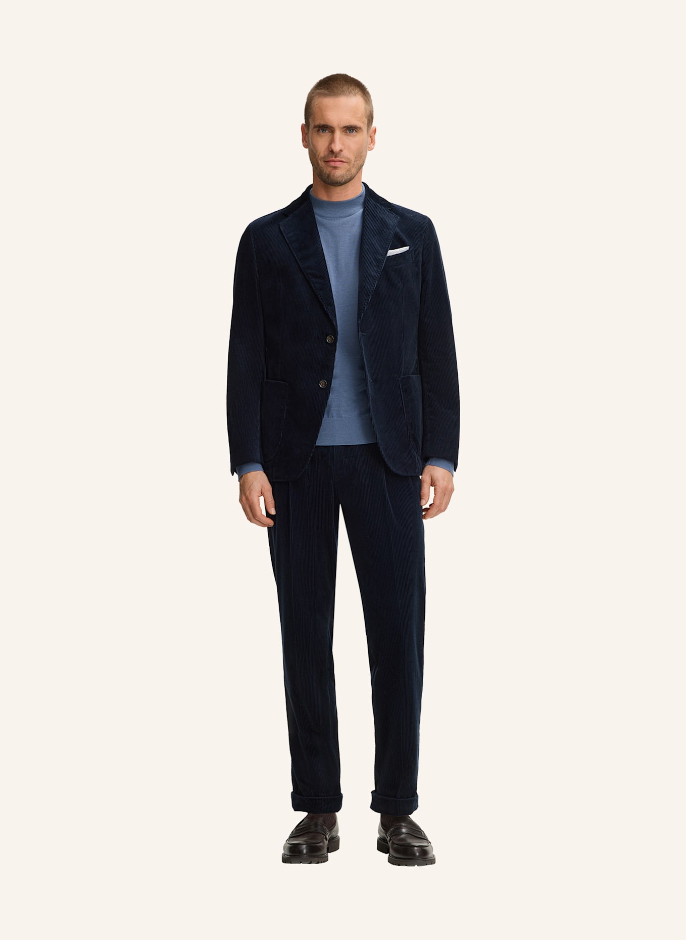 windsor. Bundfaltenhose Shaped Fit: DUNKELBLAU