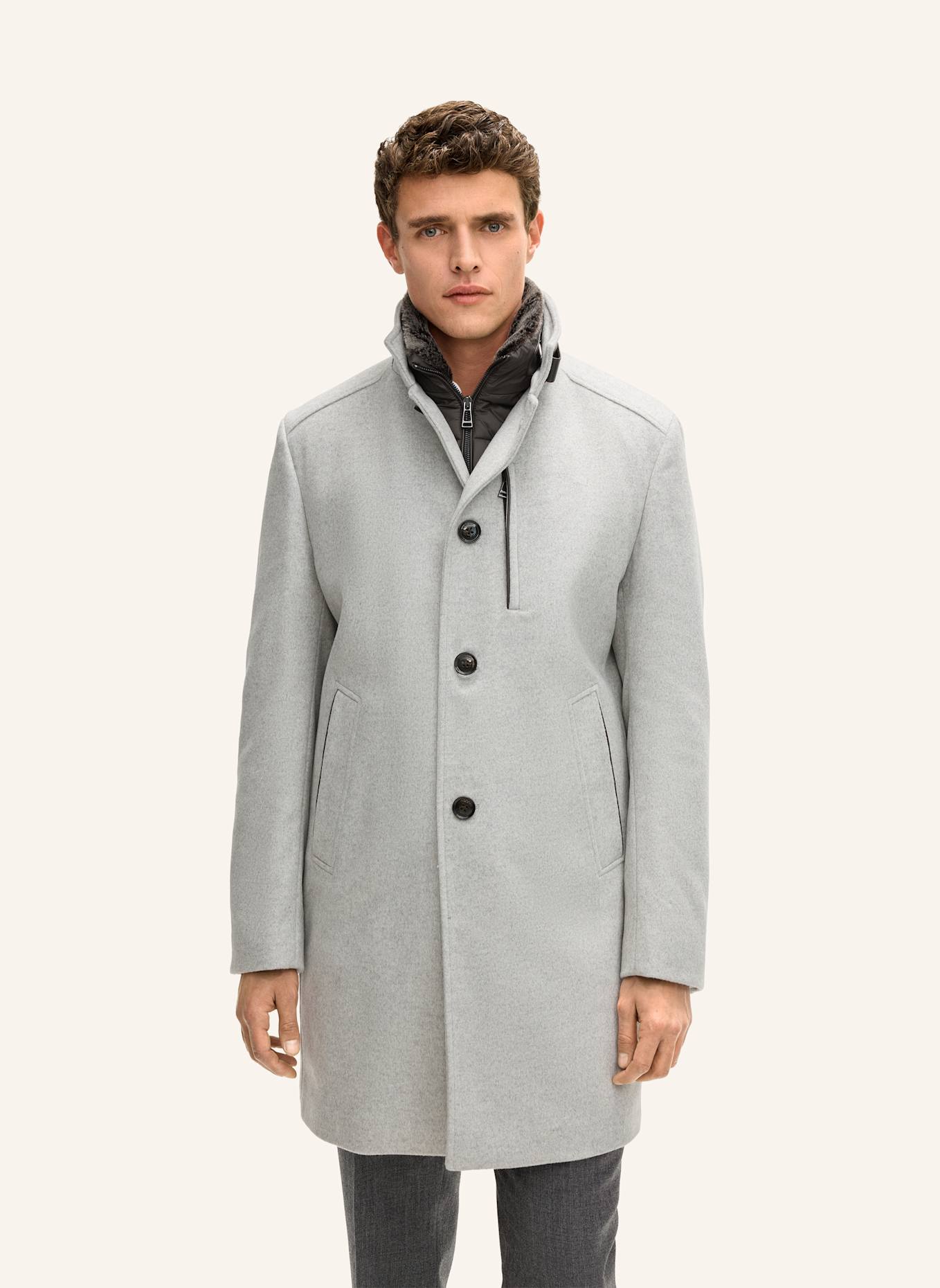 windsor. Wollmantel RIVANO3 mit herausnehmbarer Blende: HELLGRAU