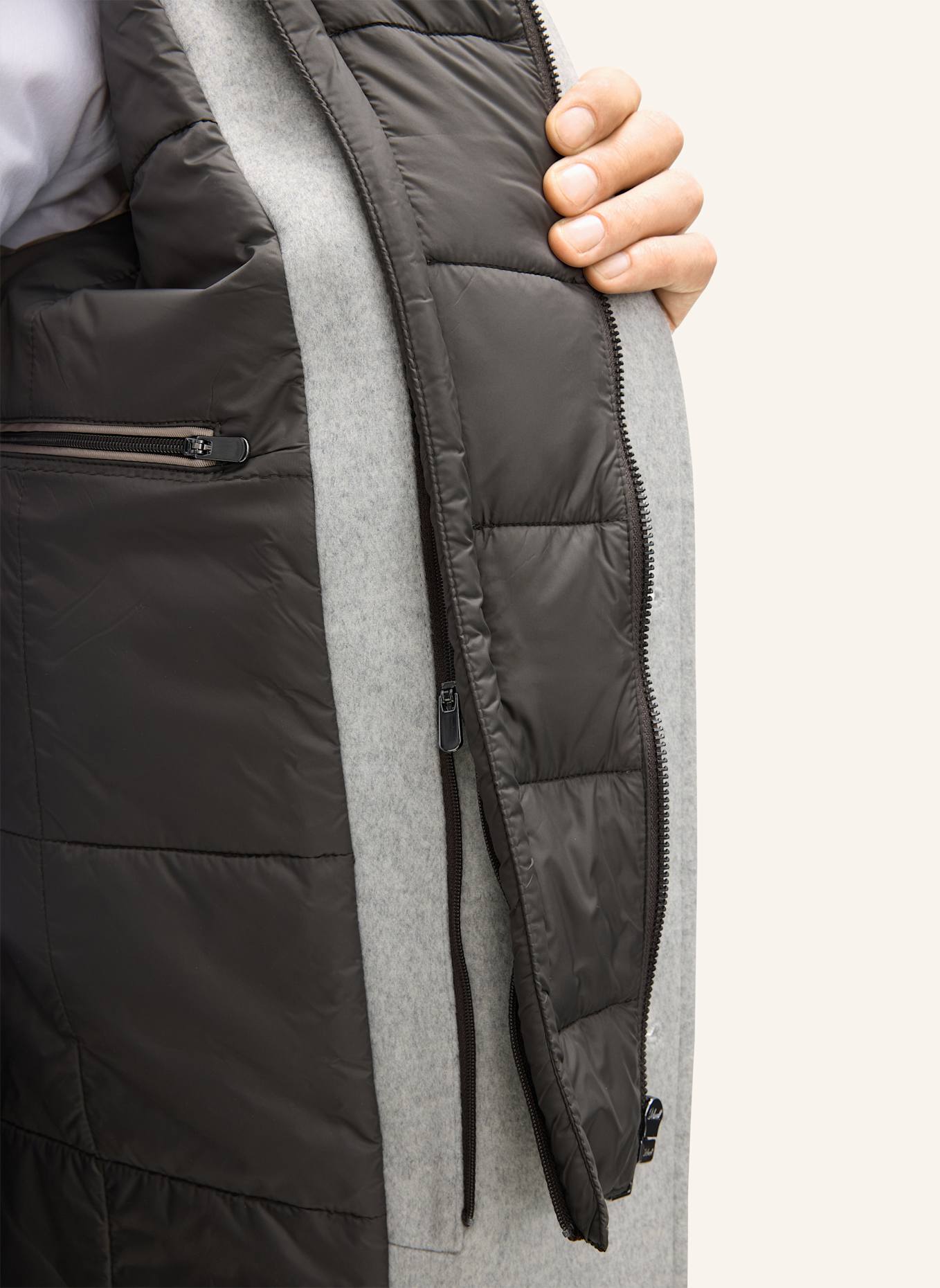 windsor. Wollmantel RIVANO3 mit herausnehmbarer Blende: HELLGRAU